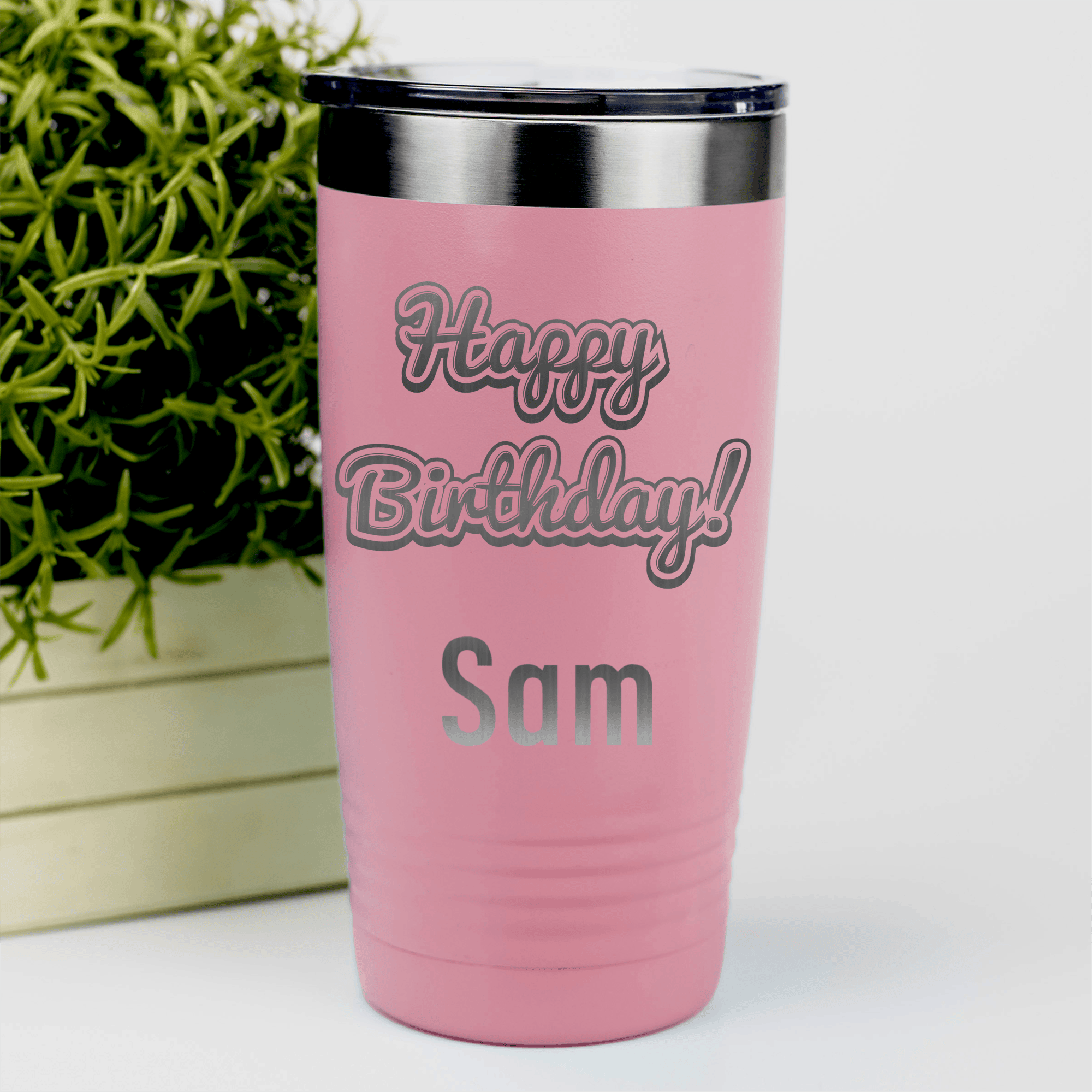 Salmon Birthday Tumbler With Happy Birthday Design