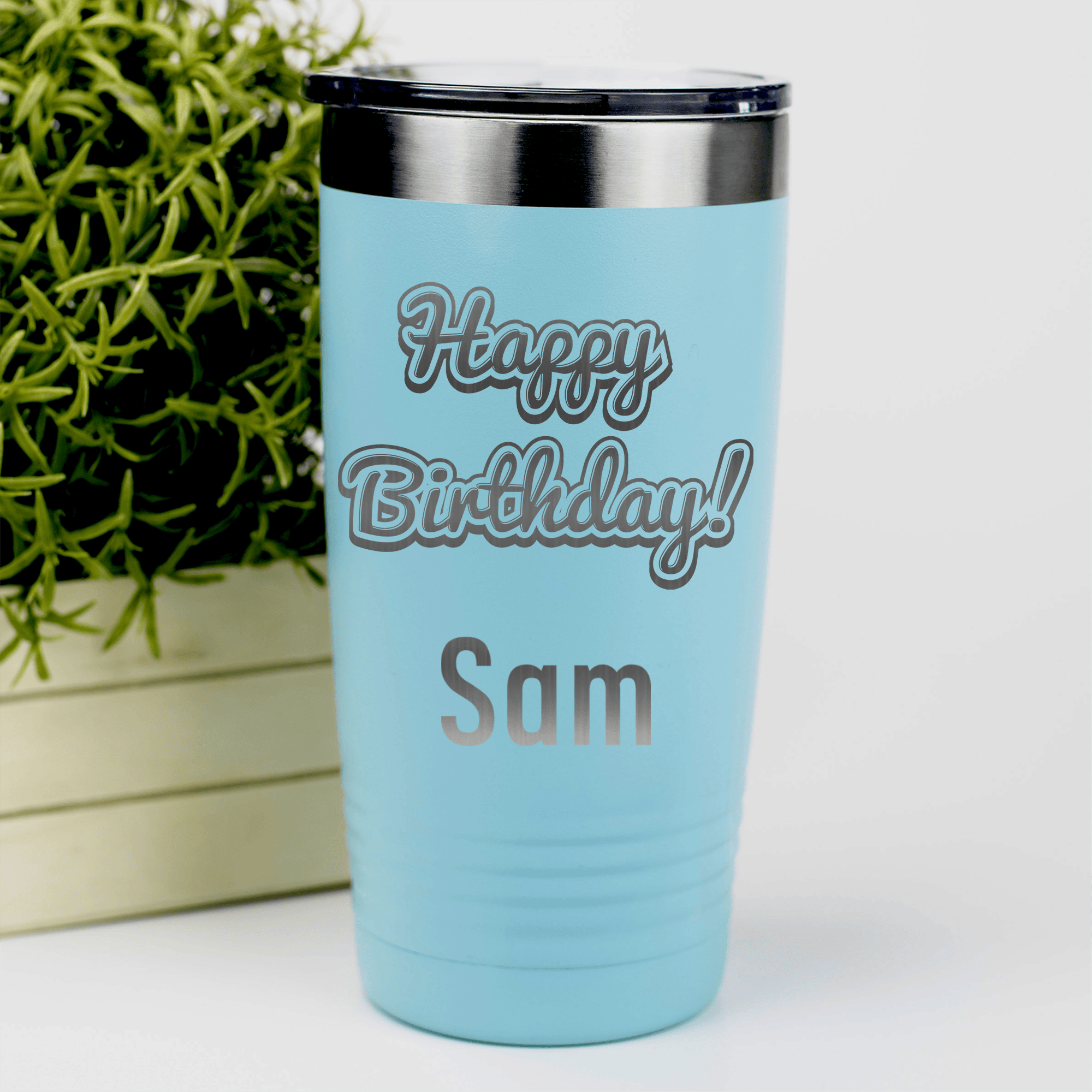 Teal Birthday Tumbler With Happy Birthday Design