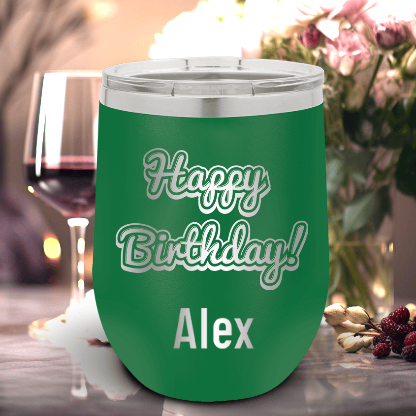 Personalized Happy Birthday Wine Tumbler for her, Customized Gifts for Women by Groovy Girl Gifts