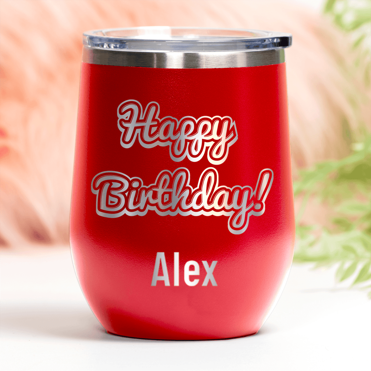 Personalized Happy Birthday Wine Tumbler for her, Customized Gifts for Women by Groovy Girl Gifts