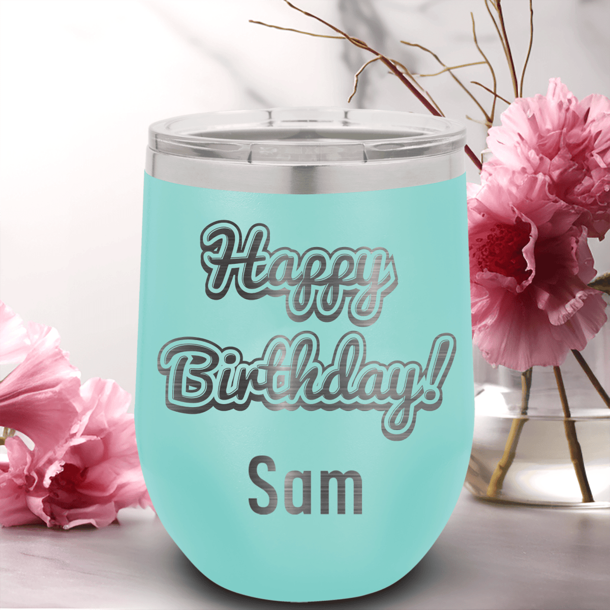 Personalized Happy Birthday Wine Tumbler for her, Customized Gifts for Women by Groovy Girl Gifts