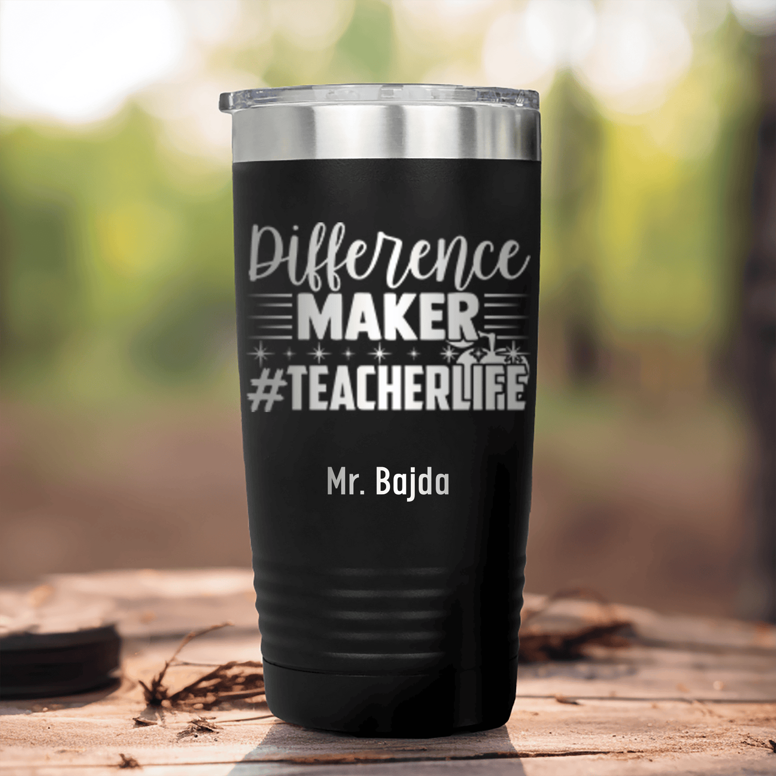 Black Teacher Tumbler With Hashtag Teachervibes Design