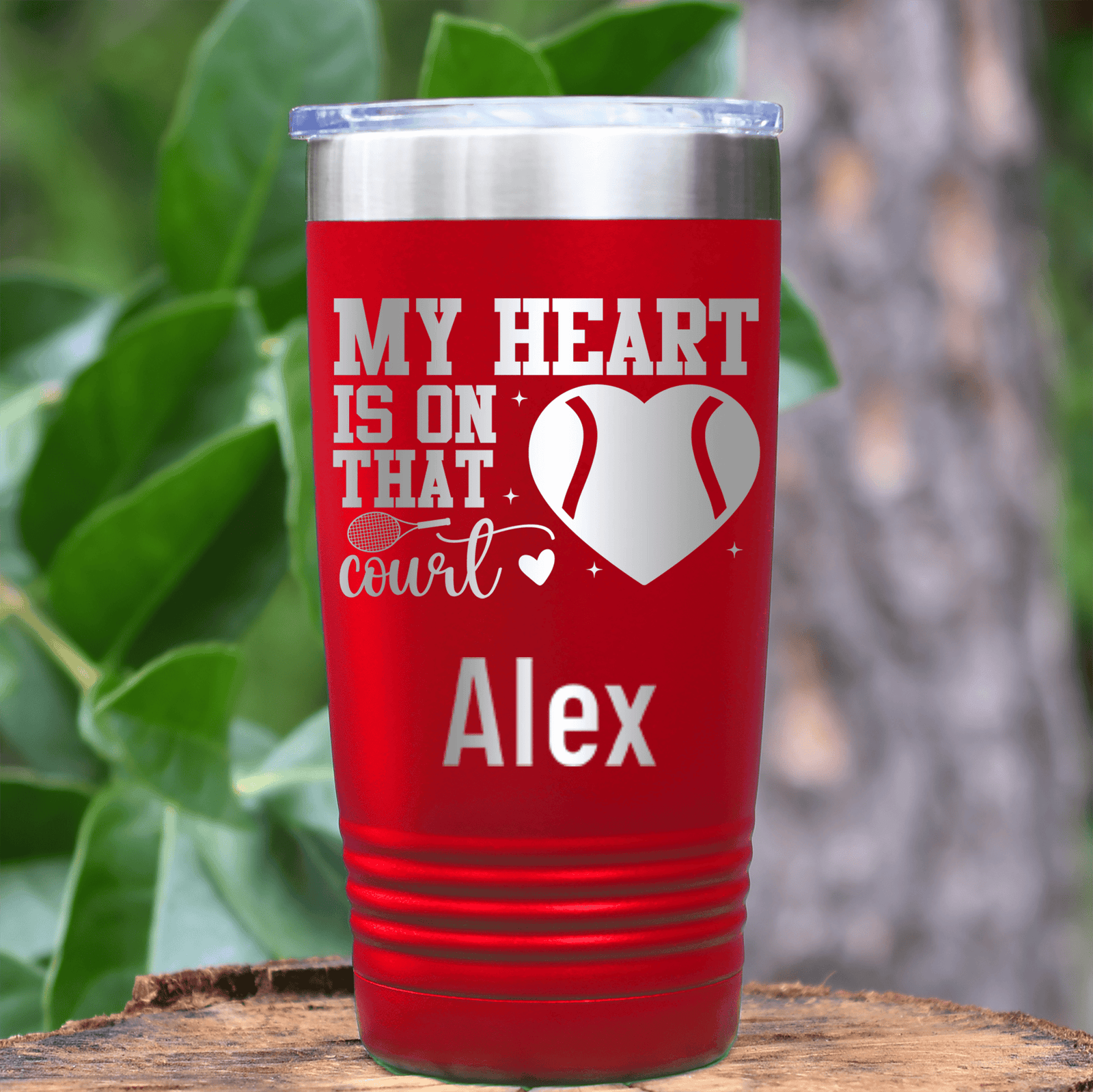 Blue Tennis For Her Tumbler With Heart On The Tennis Court Design