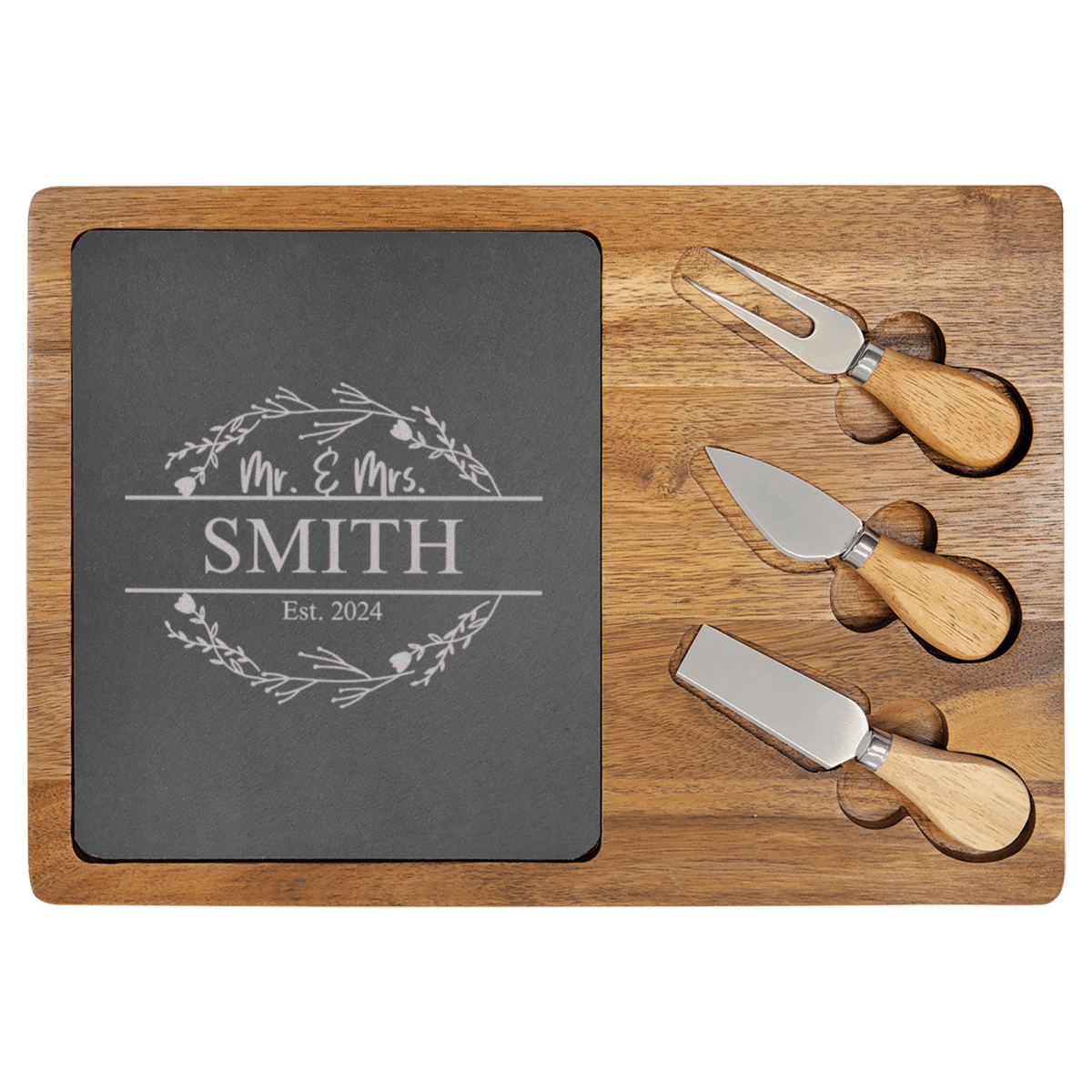 Personalized Heartfelt Anniversary Wood Slate Serving Tray for her, Customized Gifts for Women by Groovy Girl Gifts