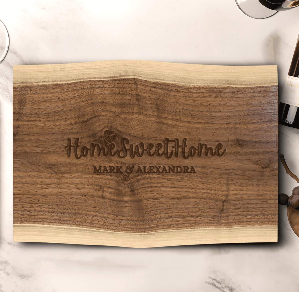 Anniversary Walnut Cutting Board With Home Sweet Home Design