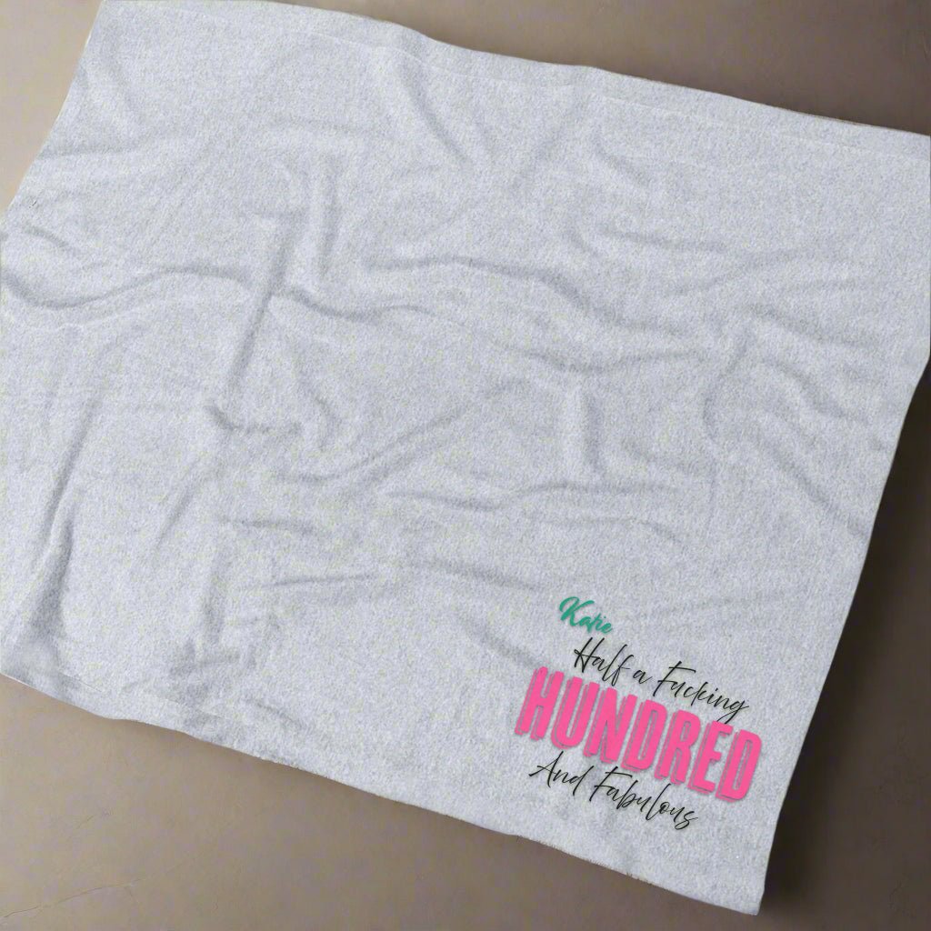 Personalized Sassy Halfway to a Hundred Blanket for her, Customized Gifts for Women by Groovy Girl Gifts