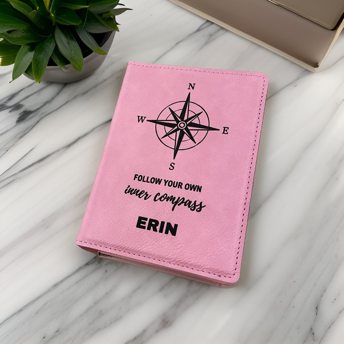 Personalized Custom Compass Passport Holder for her, Customized Gifts for Women by Groovy Girl Gifts
