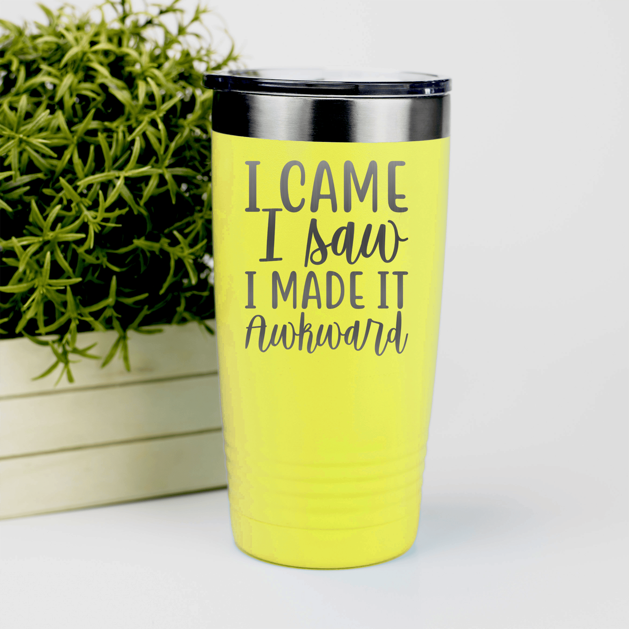 Yellow pickelball tumbler I Came I Saw I Made It Awkward
