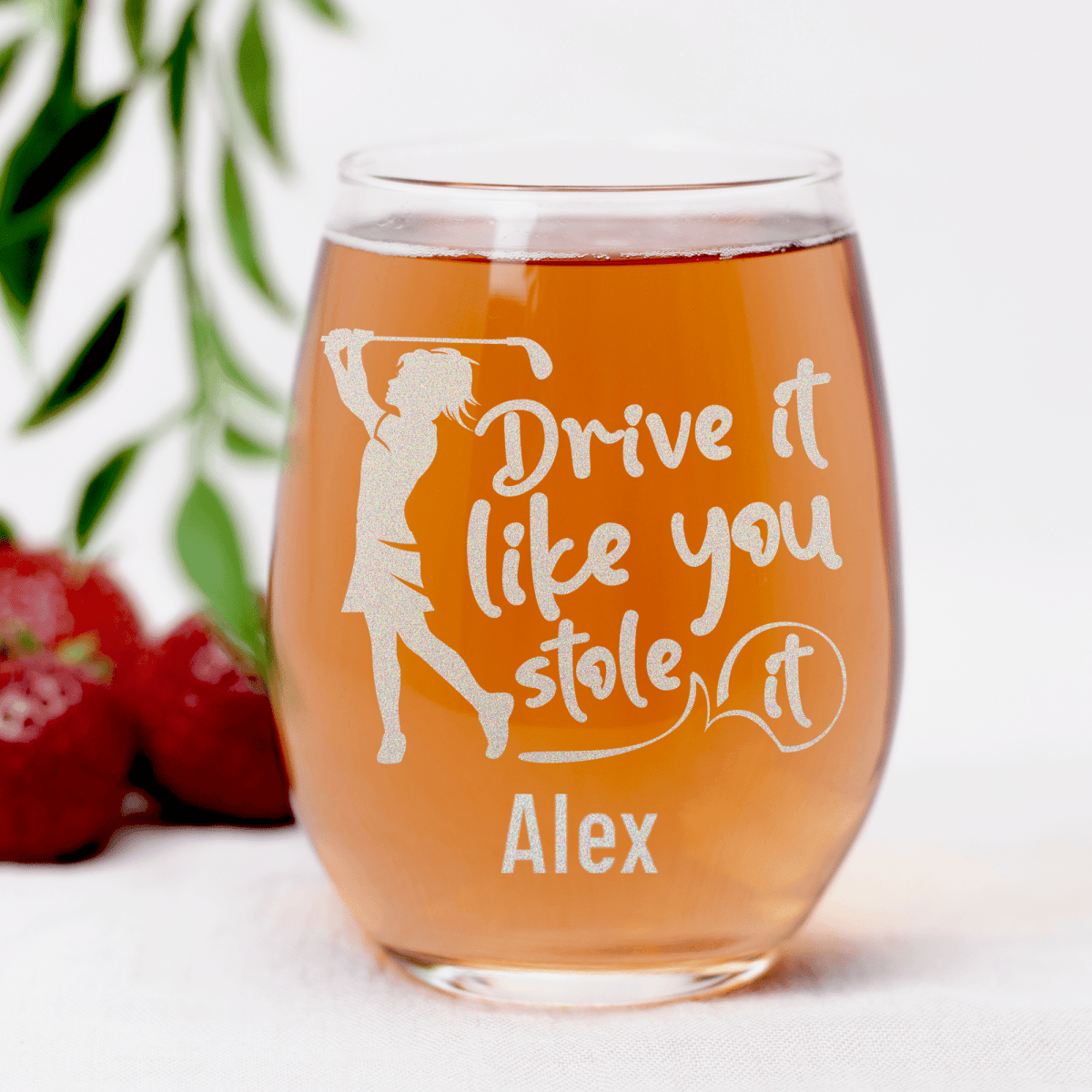Personalized I Drive Like Its Stolen Stemless Wine Glass for her, Customized Gifts for Women by Groovy Girl Gifts