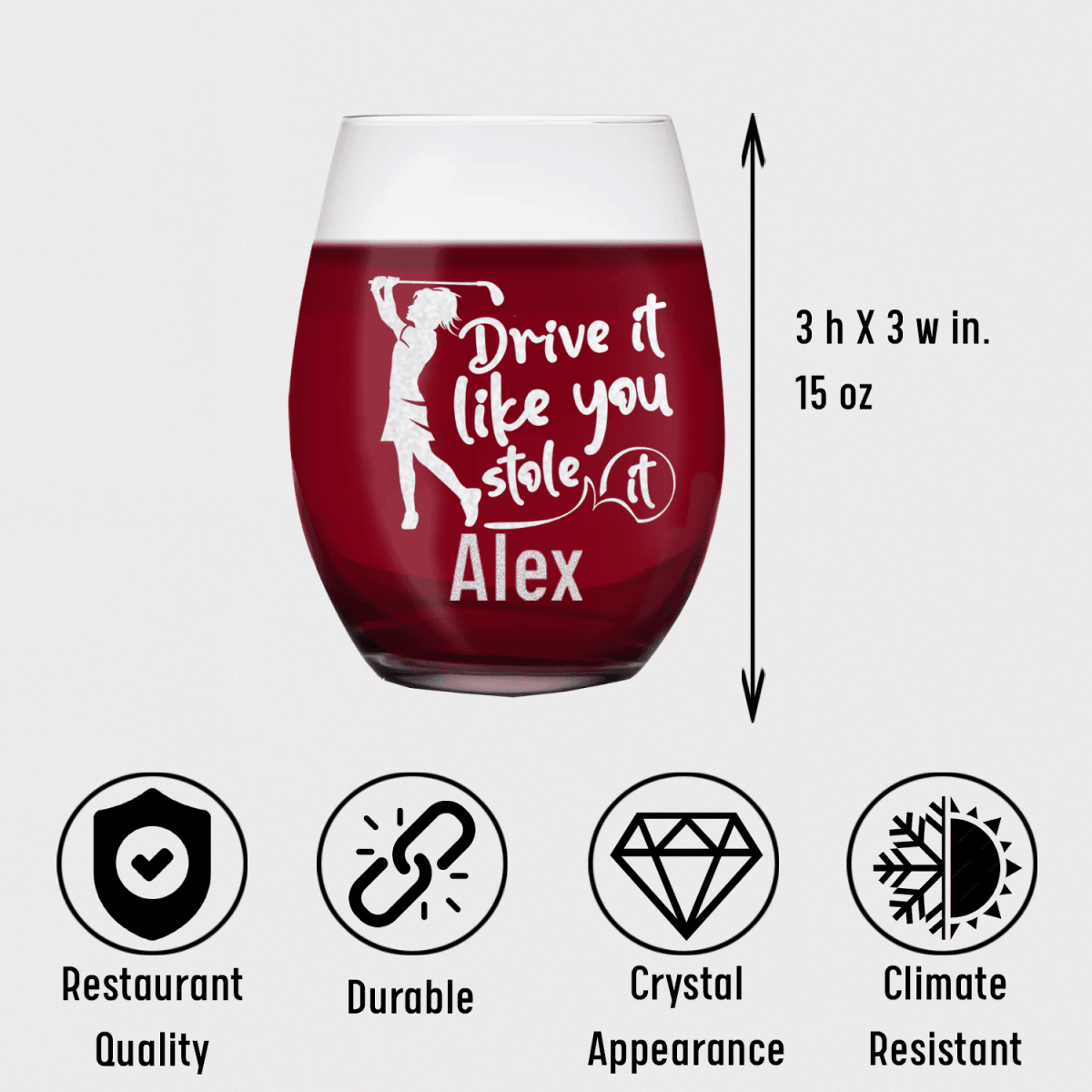 Personalized I Drive Like Its Stolen Stemless Wine Glass for her, Customized Gifts for Women by Groovy Girl Gifts