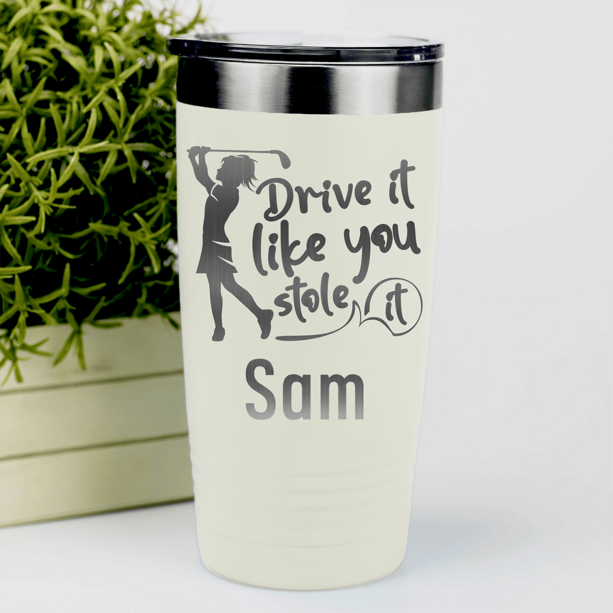 White Golf Gifts For Her Tumbler With I Drive Like Its Stolen Design