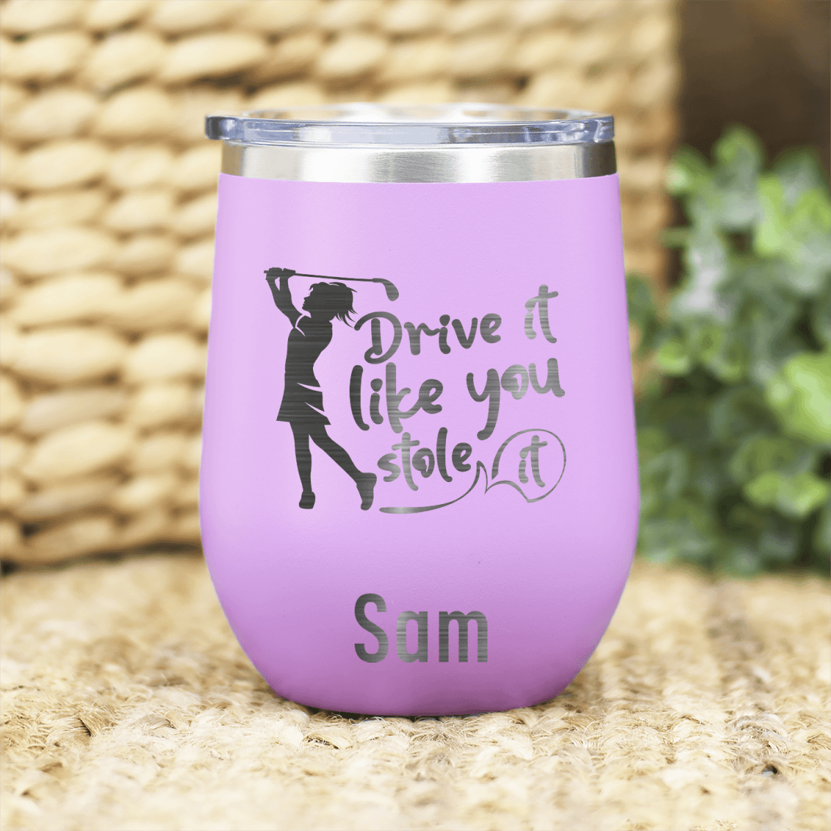 Light Purple Golf Gifts For Her Wine Tumbler With I Drive Like Its Stolen Design