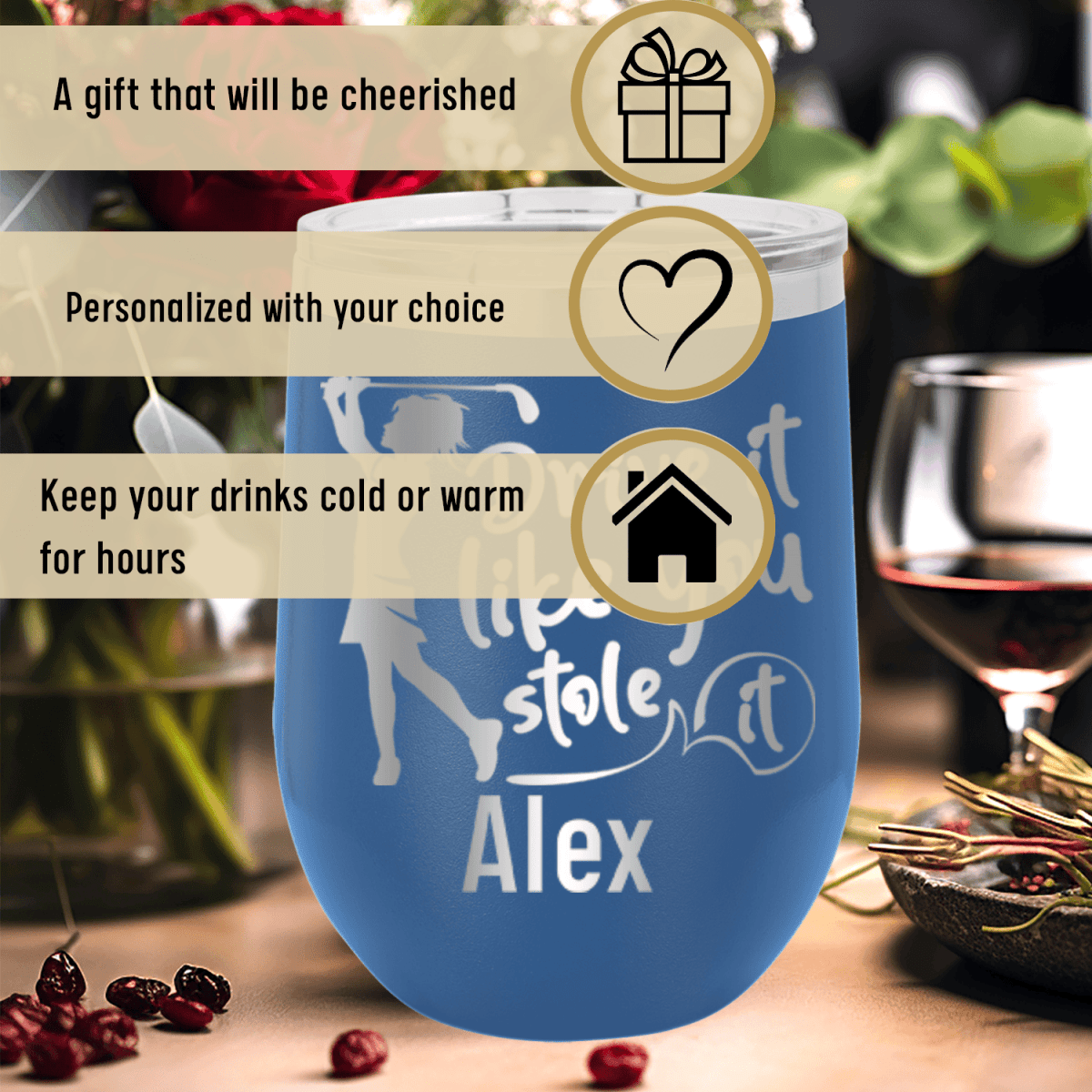 Personalized I Drive Like Its Stolen Wine Tumbler for her, Customized Gifts for Women by Groovy Girl Gifts