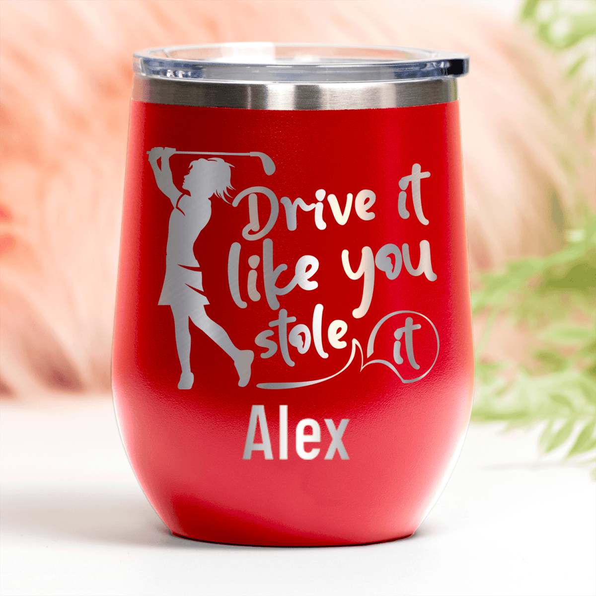 Blue Golf Gifts For Her Wine Tumbler With I Drive Like Its Stolen Design
