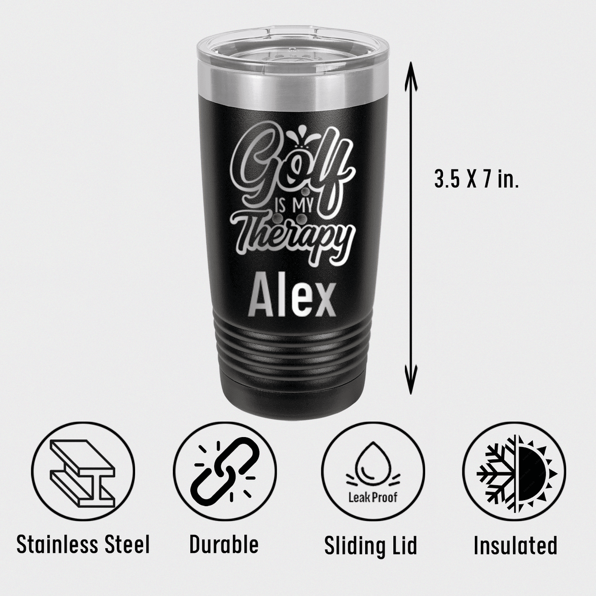 Personalized I Golf For Therapy Tumbler for her, Customized Gifts for Women by Groovy Girl Gifts
