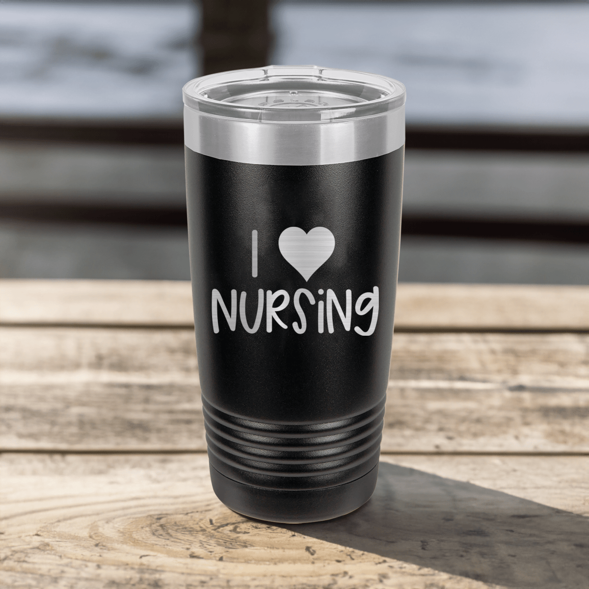 Funny I Heart Nursing Ringed Tumbler