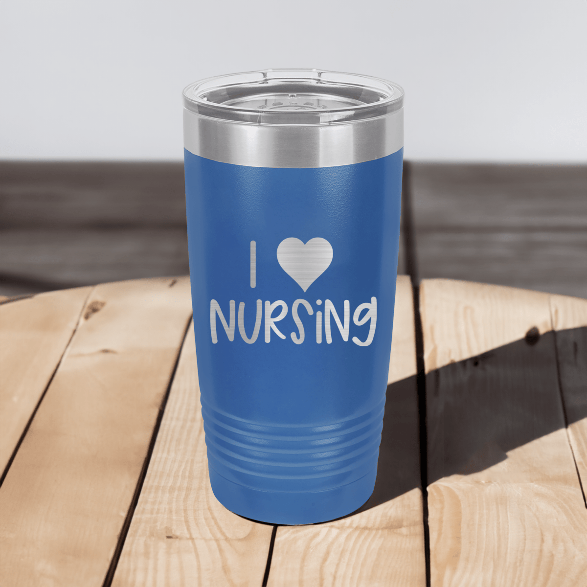 Funny I Heart Nursing Ringed Tumbler