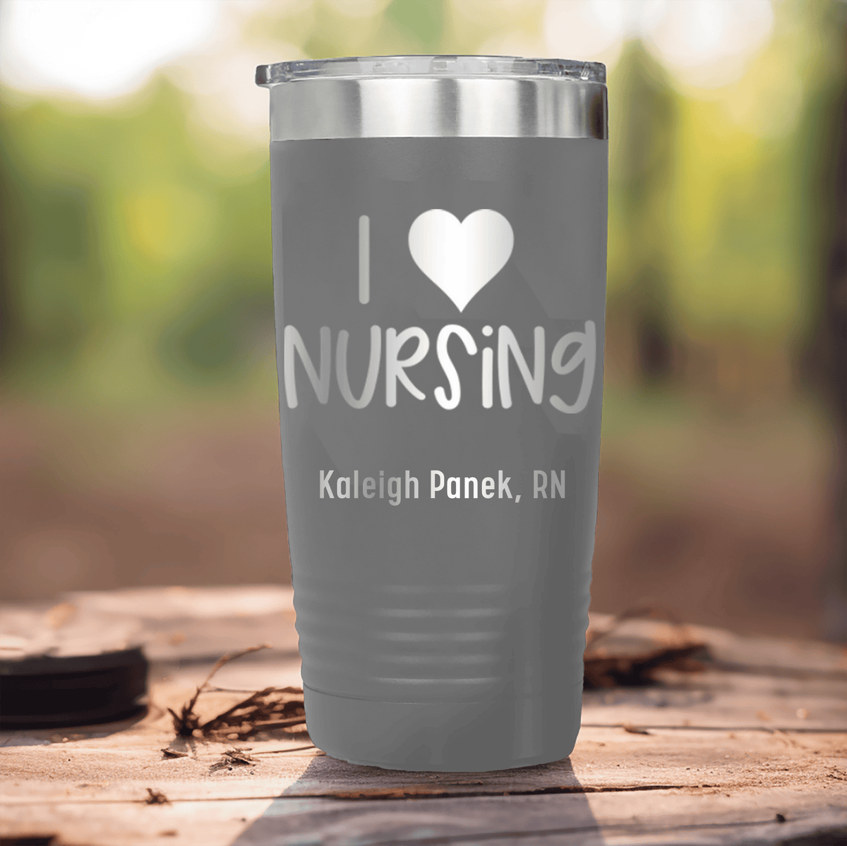 Grey Nurse Tumbler With I Heart Nursing Design