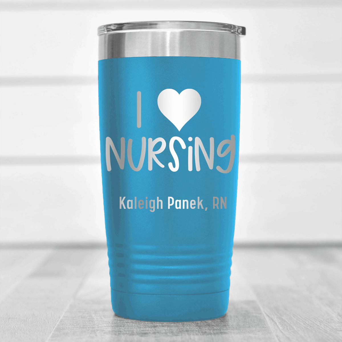 Light Blue Nurse Tumbler With I Heart Nursing Design