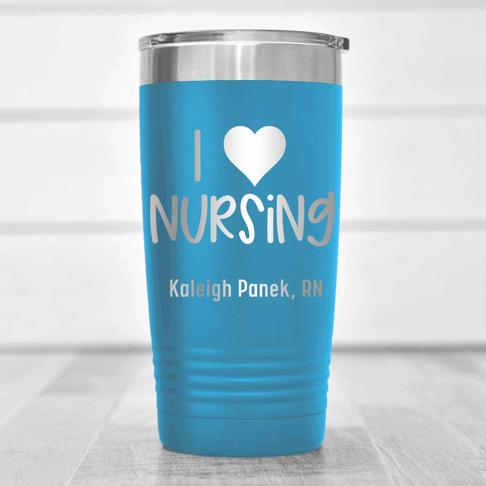 Light Blue Nurse Tumbler With I Heart Nursing Design
