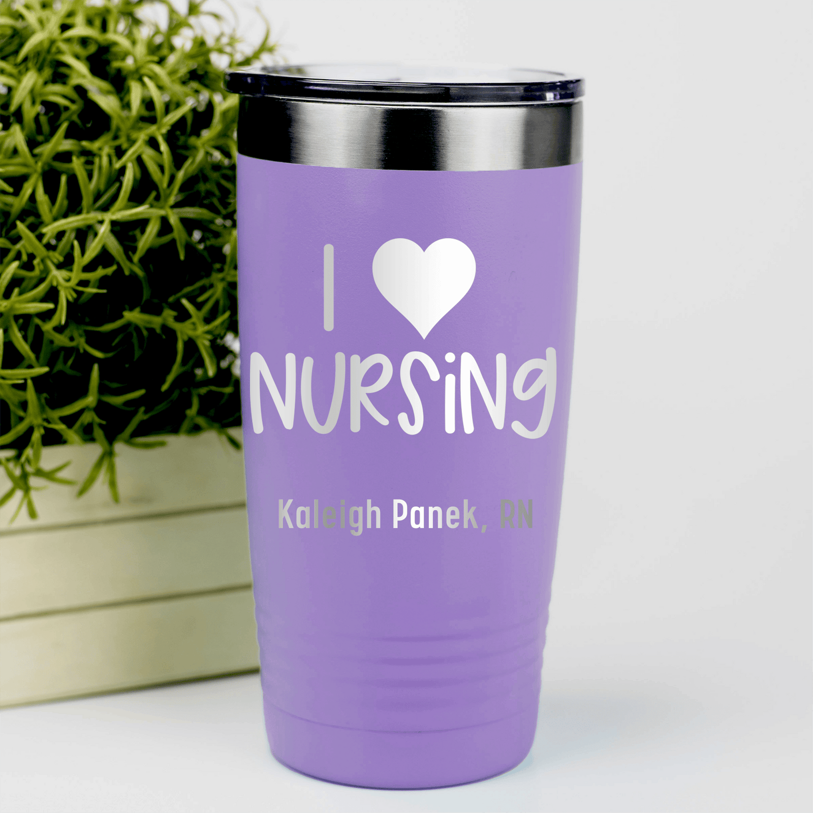 Light Purple Nurse Tumbler With I Heart Nursing Design