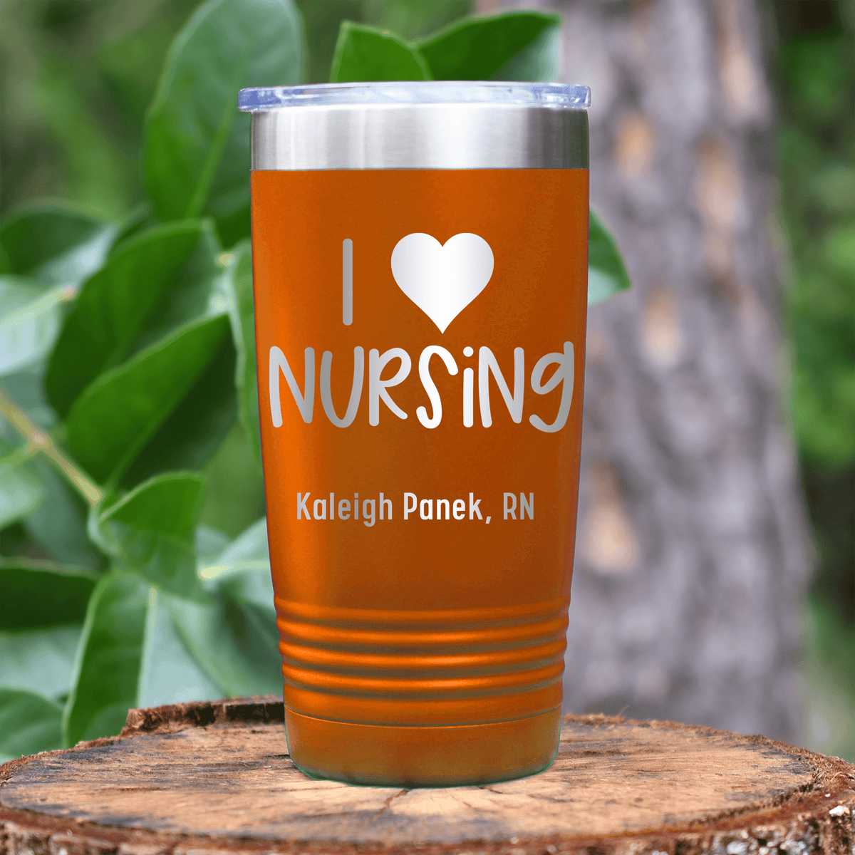 Orange Nurse Tumbler With I Heart Nursing Design