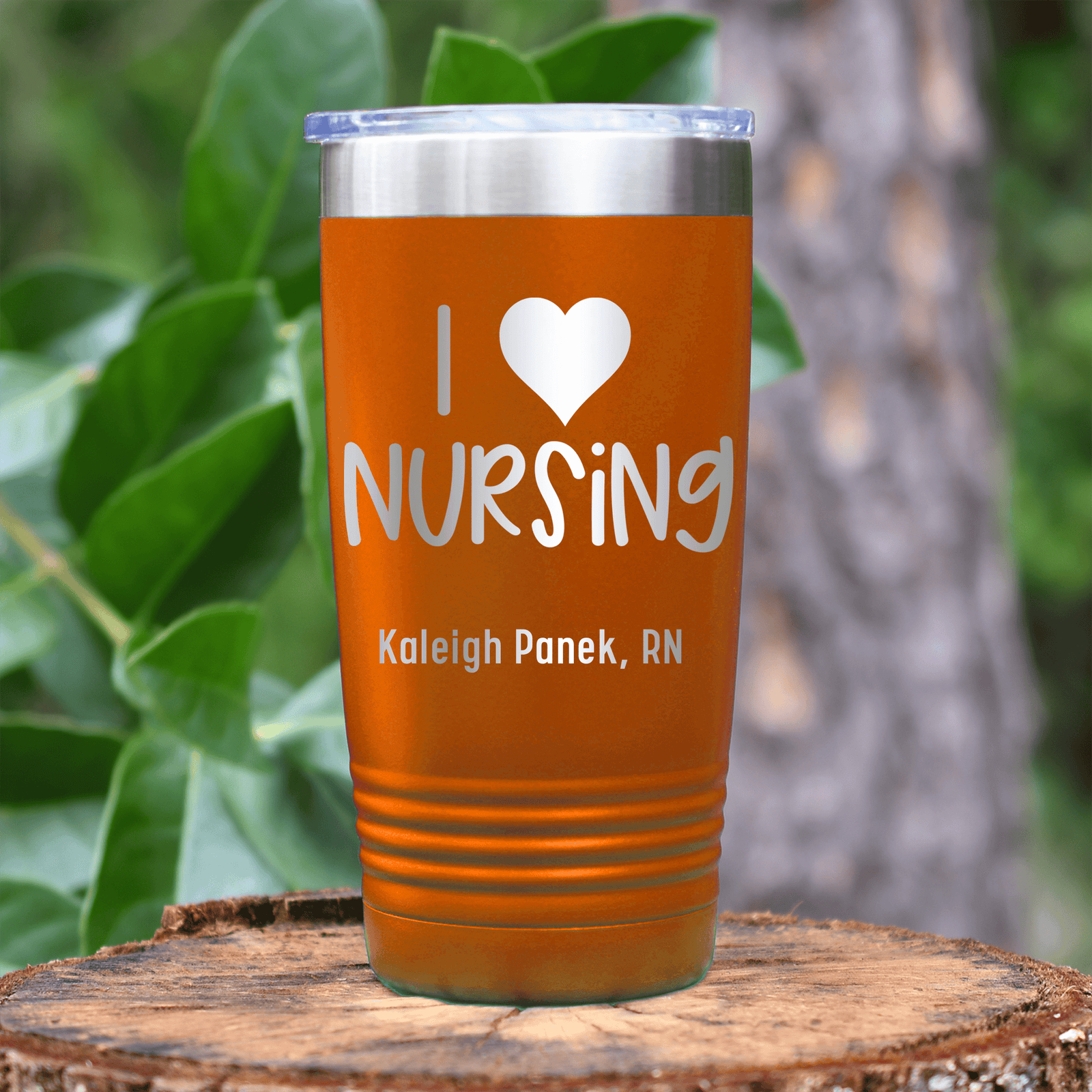Orange Nurse Tumbler With I Heart Nursing Design