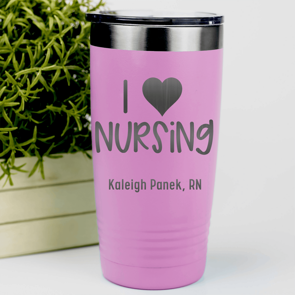 Pink Nurse Tumbler With I Heart Nursing Design