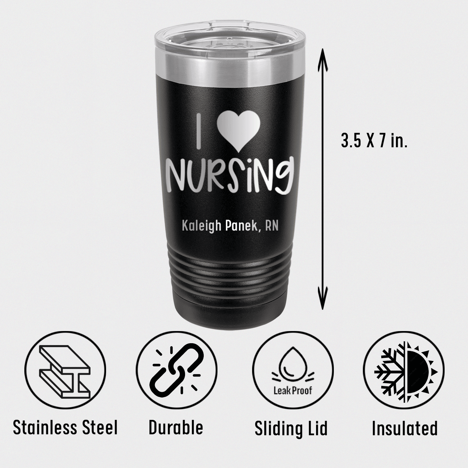 Personalized I Heart Nursing Tumbler for her, Customized Gifts for Women by Groovy Girl Gifts
