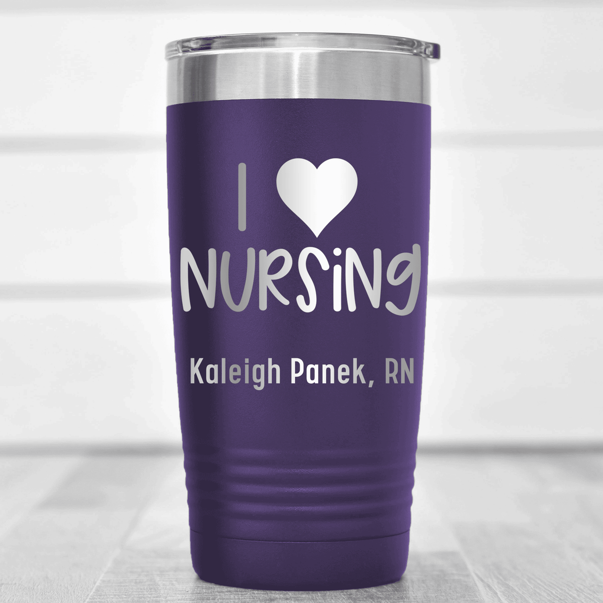 Purple Nurse Tumbler With I Heart Nursing Design