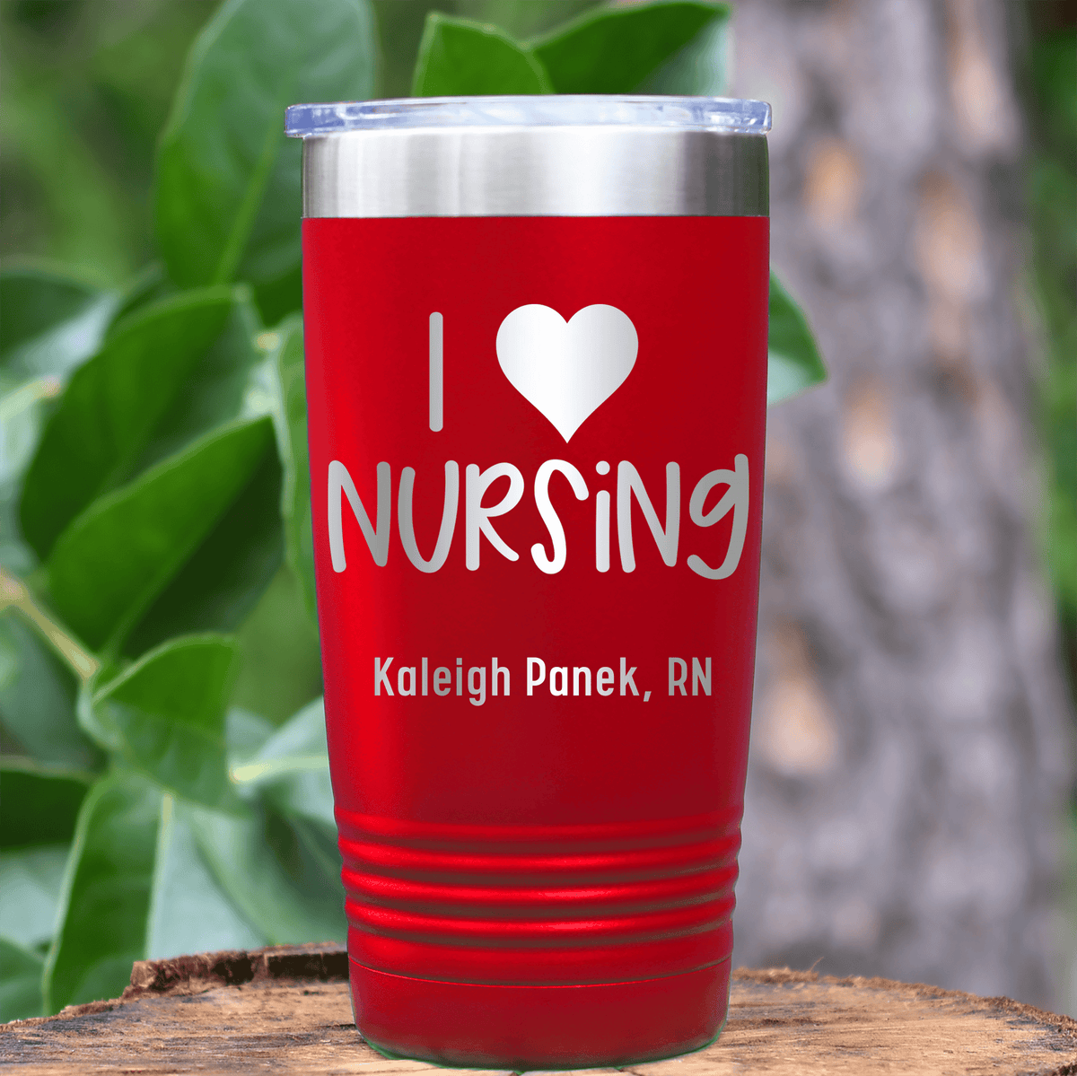 Red Nurse Tumbler With I Heart Nursing Design
