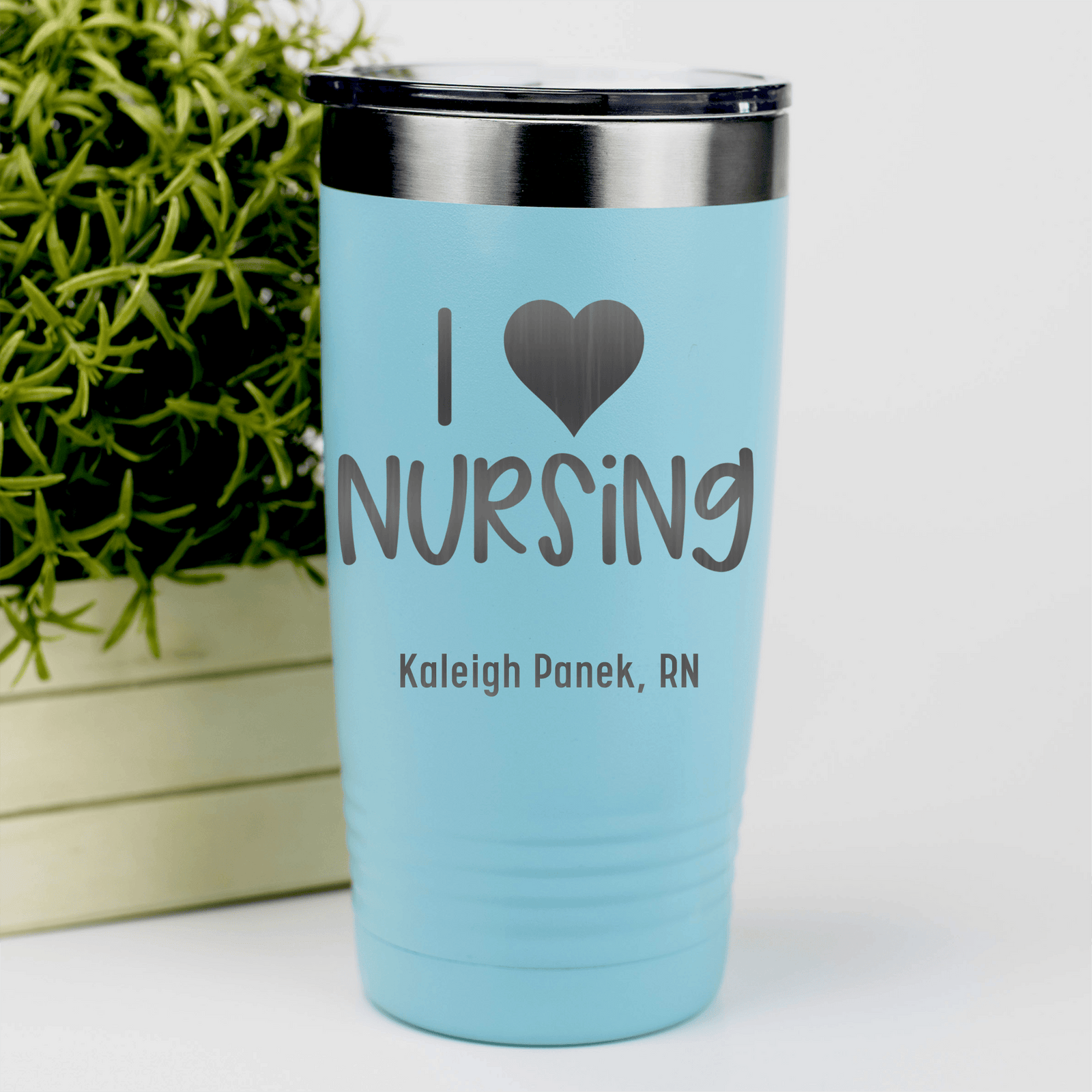 Teal Nurse Tumbler With I Heart Nursing Design