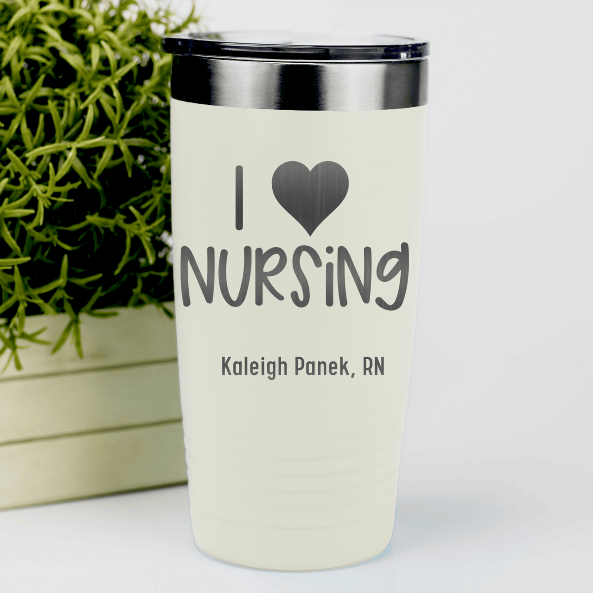 White Nurse Tumbler With I Heart Nursing Design
