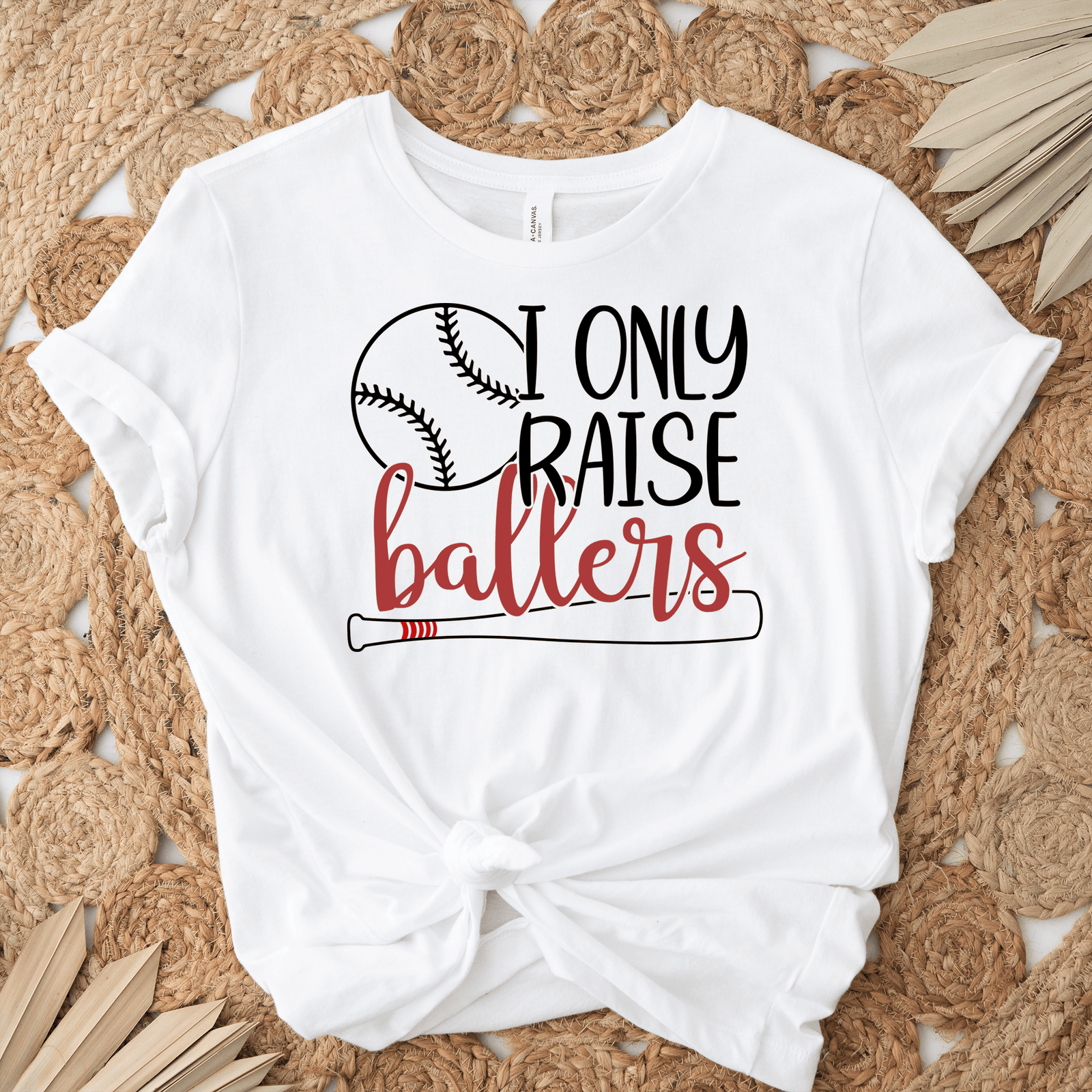 Womens White T Shirt with I-Only-Raise-Ballers design