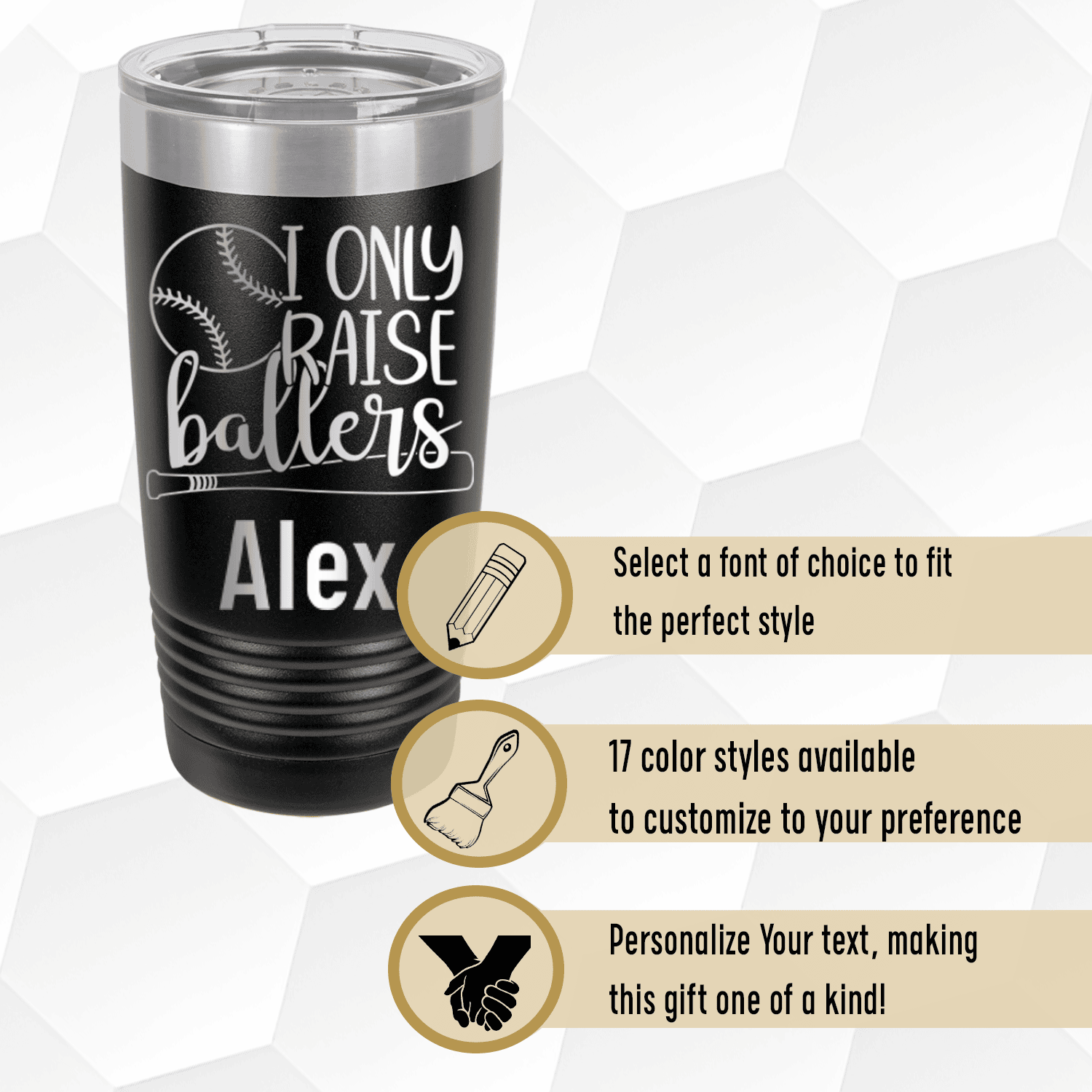 Pink Baseball Mom Tumbler With I Only Raise Ballers Design