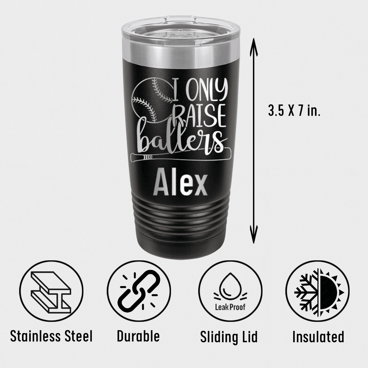 Personalized I Only Raise Ballers Tumbler for her, Customized Gifts for Women by Groovy Girl Gifts