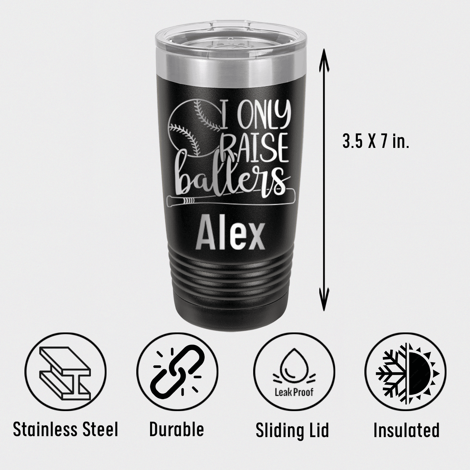 Personalized I Only Raise Ballers Tumbler for her, Customized Gifts for Women by Groovy Girl Gifts
