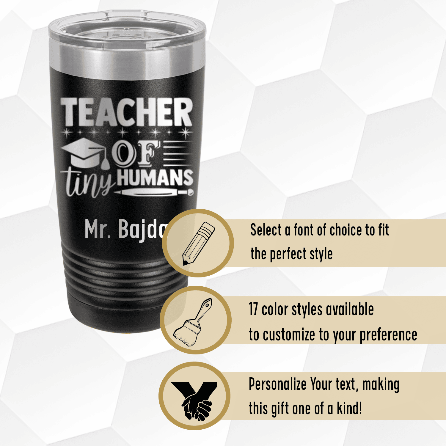 Maroon Teacher Tumbler With I Teach Tiny Humans Design