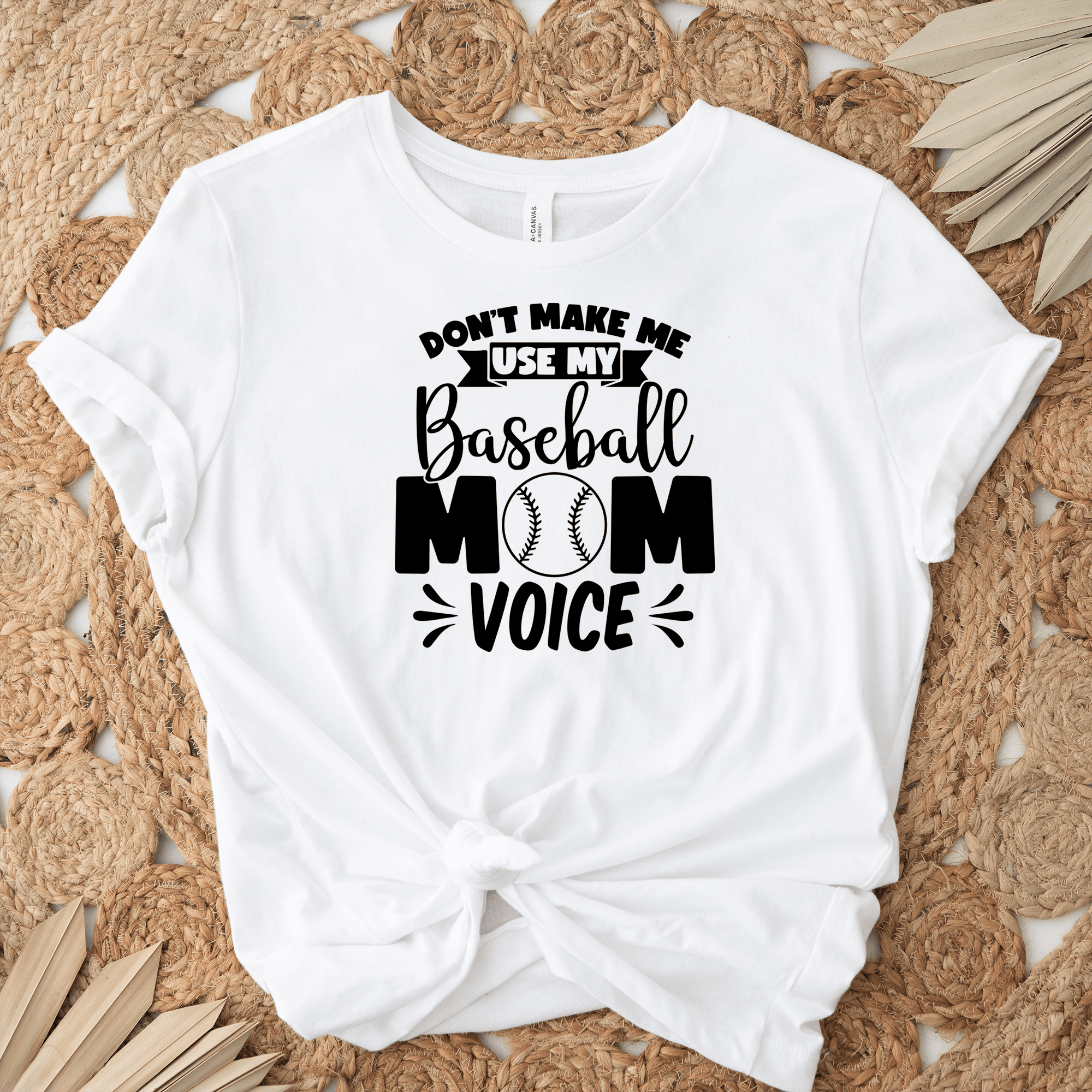 Womens White T Shirt with Ill-Use-My-Baseball-Mom-Voice design