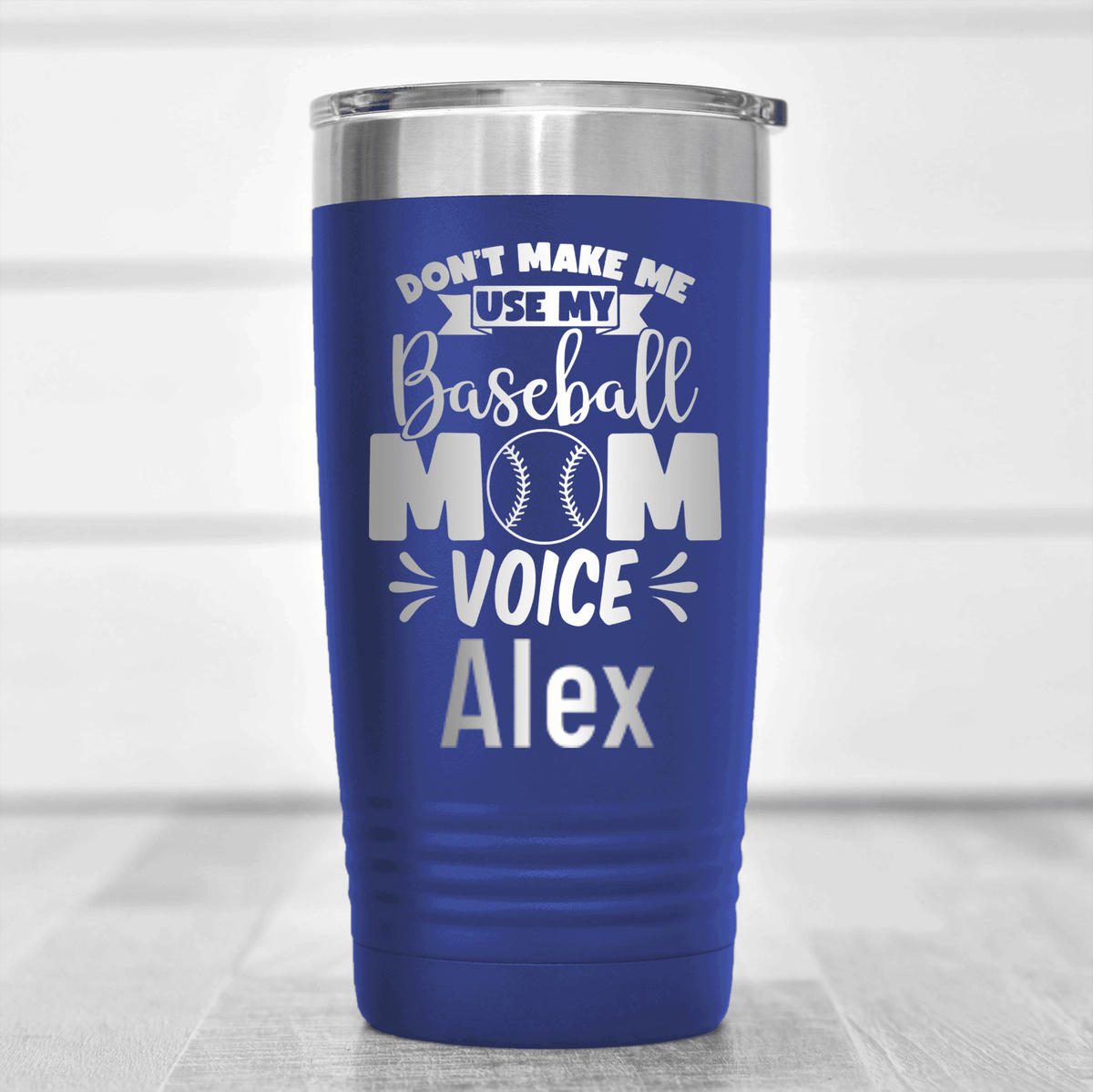 Blue Baseball Mom Tumbler With Ill Use My Baseball Mom Voice Design