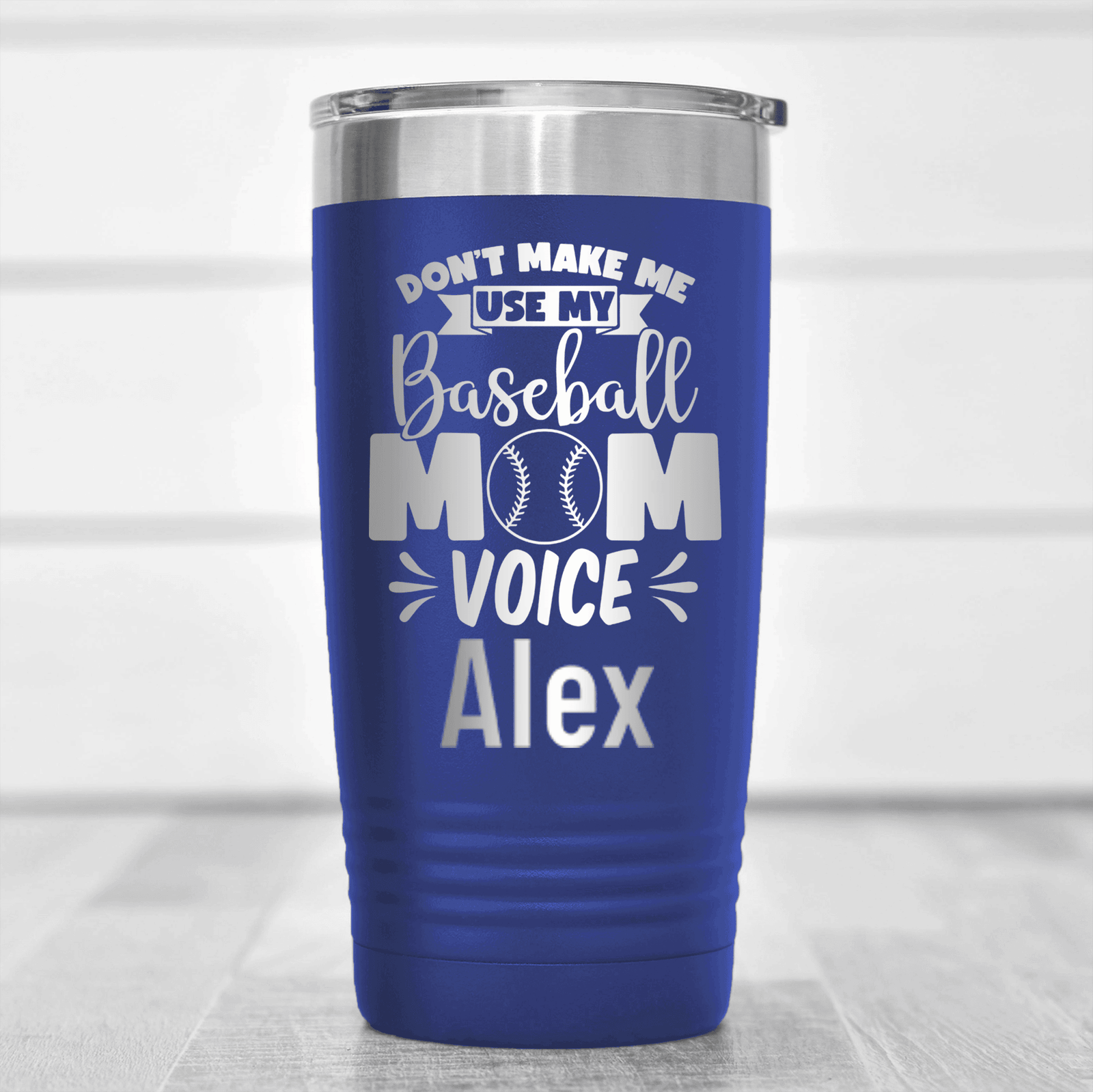 Blue Baseball Mom Tumbler With Ill Use My Baseball Mom Voice Design