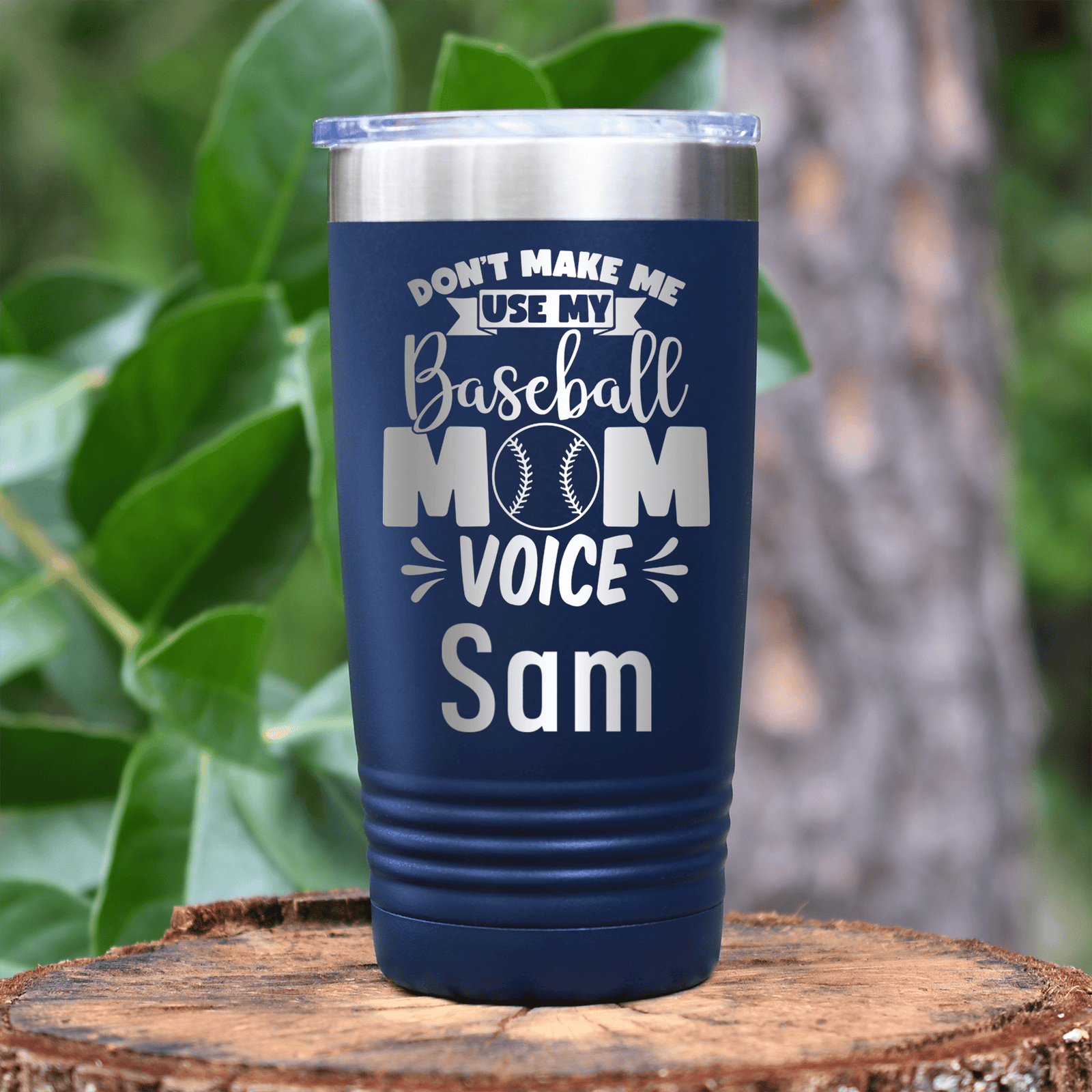 Navy Baseball Mom Tumbler With Ill Use My Baseball Mom Voice Design