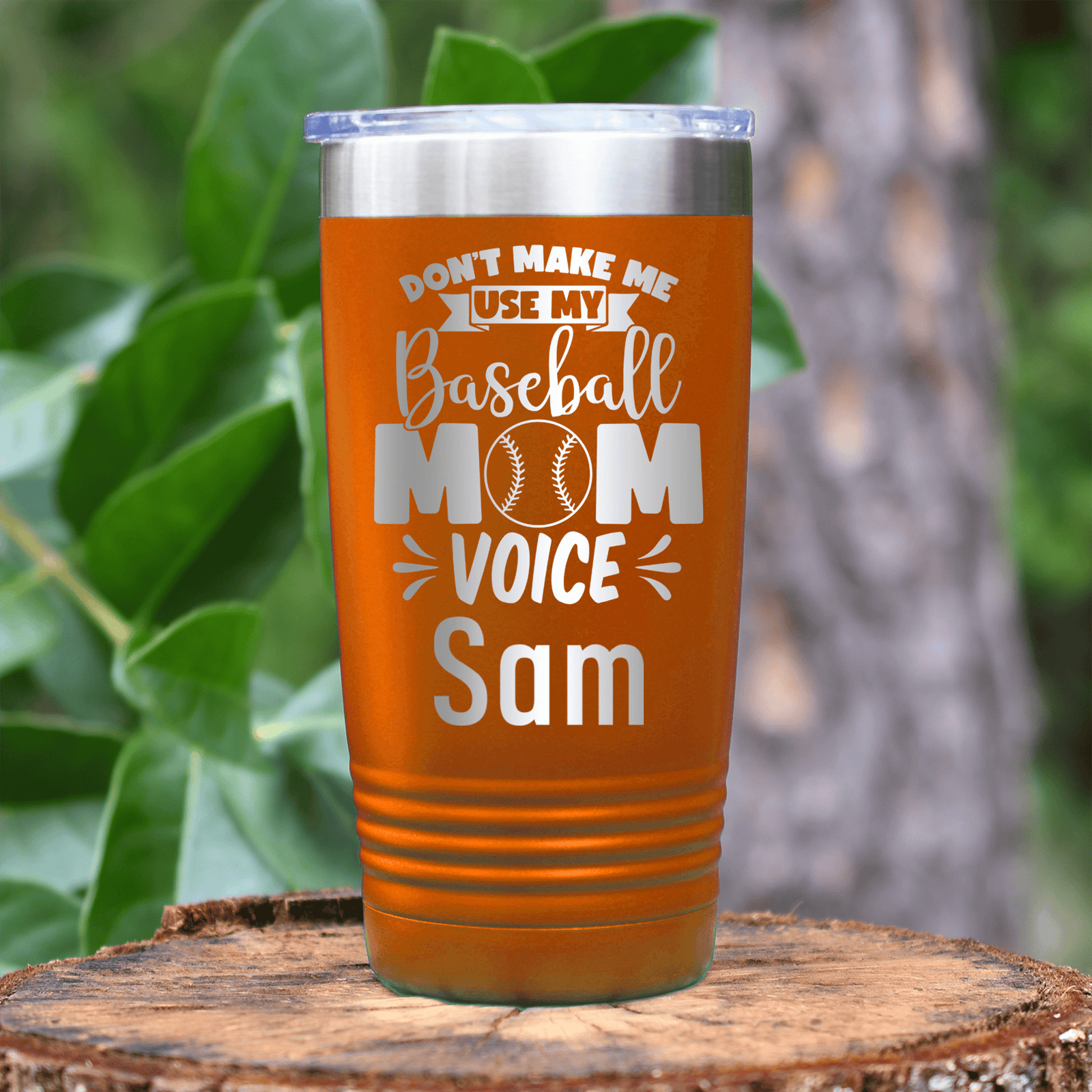 Orange Baseball Mom Tumbler With Ill Use My Baseball Mom Voice Design
