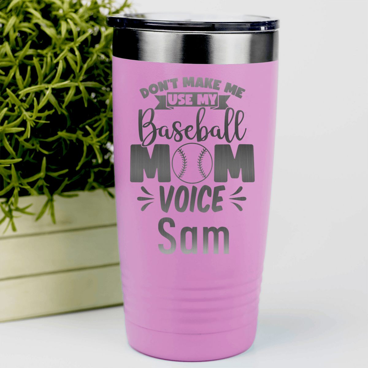 Pink Baseball Mom Tumbler With Ill Use My Baseball Mom Voice Design
