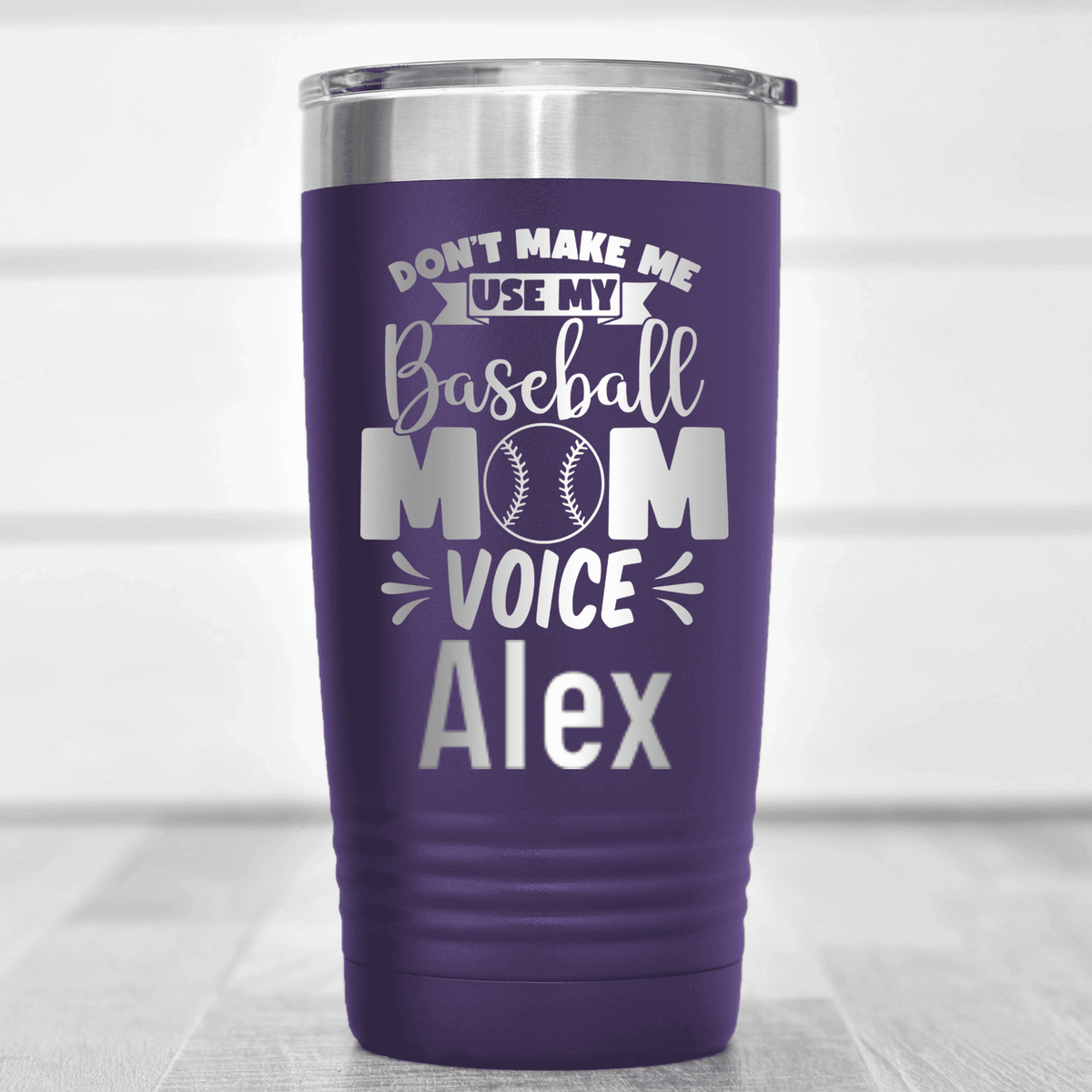 Purple Baseball Mom Tumbler With Ill Use My Baseball Mom Voice Design