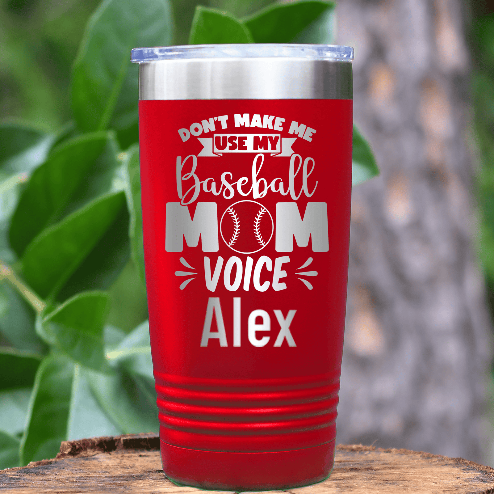 Red Baseball Mom Tumbler With Ill Use My Baseball Mom Voice Design