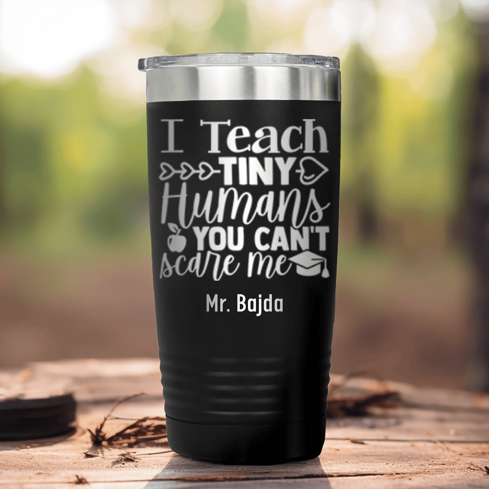 Black Teacher Tumbler With Im A Teacher You Cant Scare Me Design