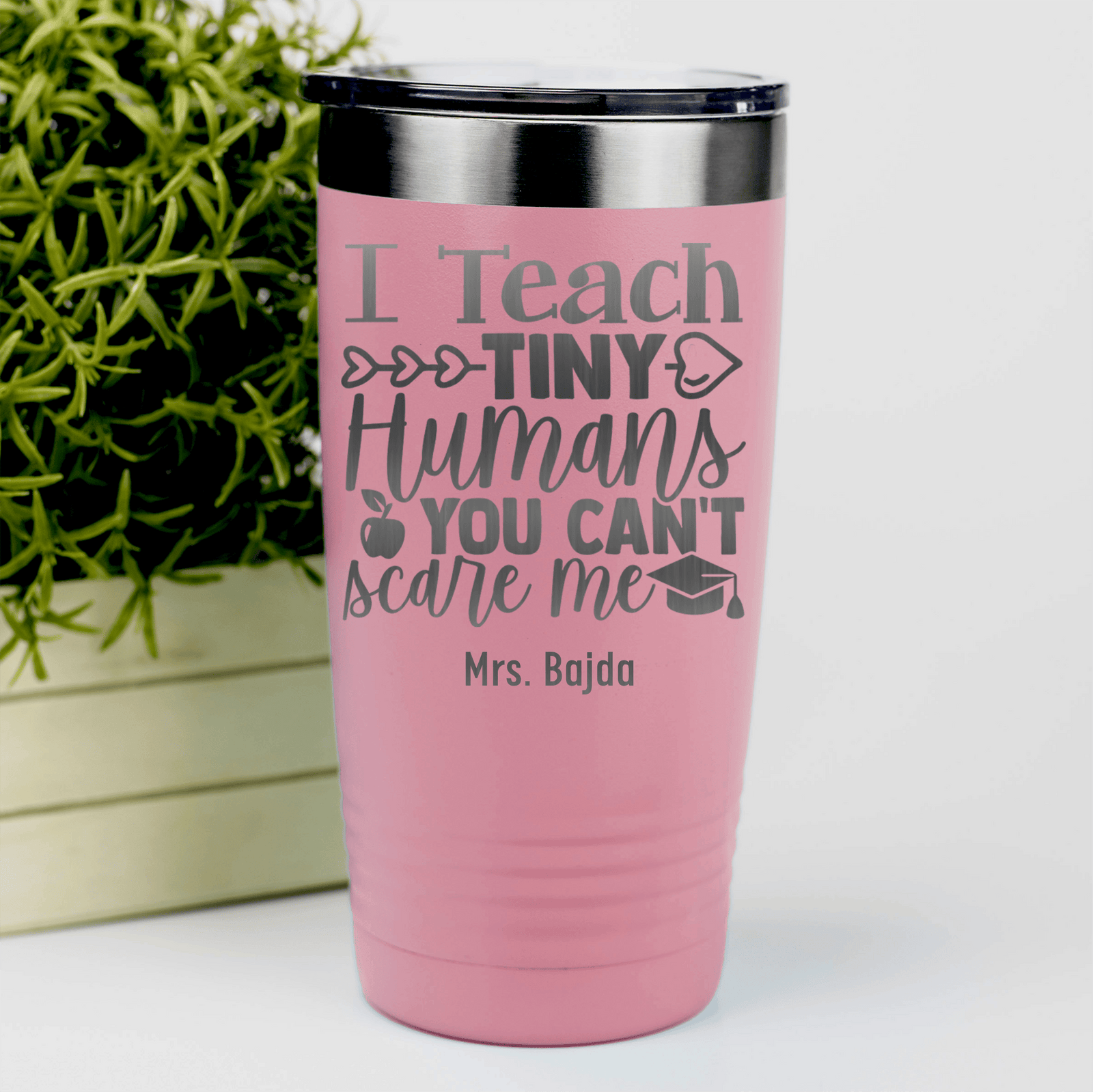 Salmon Teacher Tumbler With Im A Teacher You Cant Scare Me Design