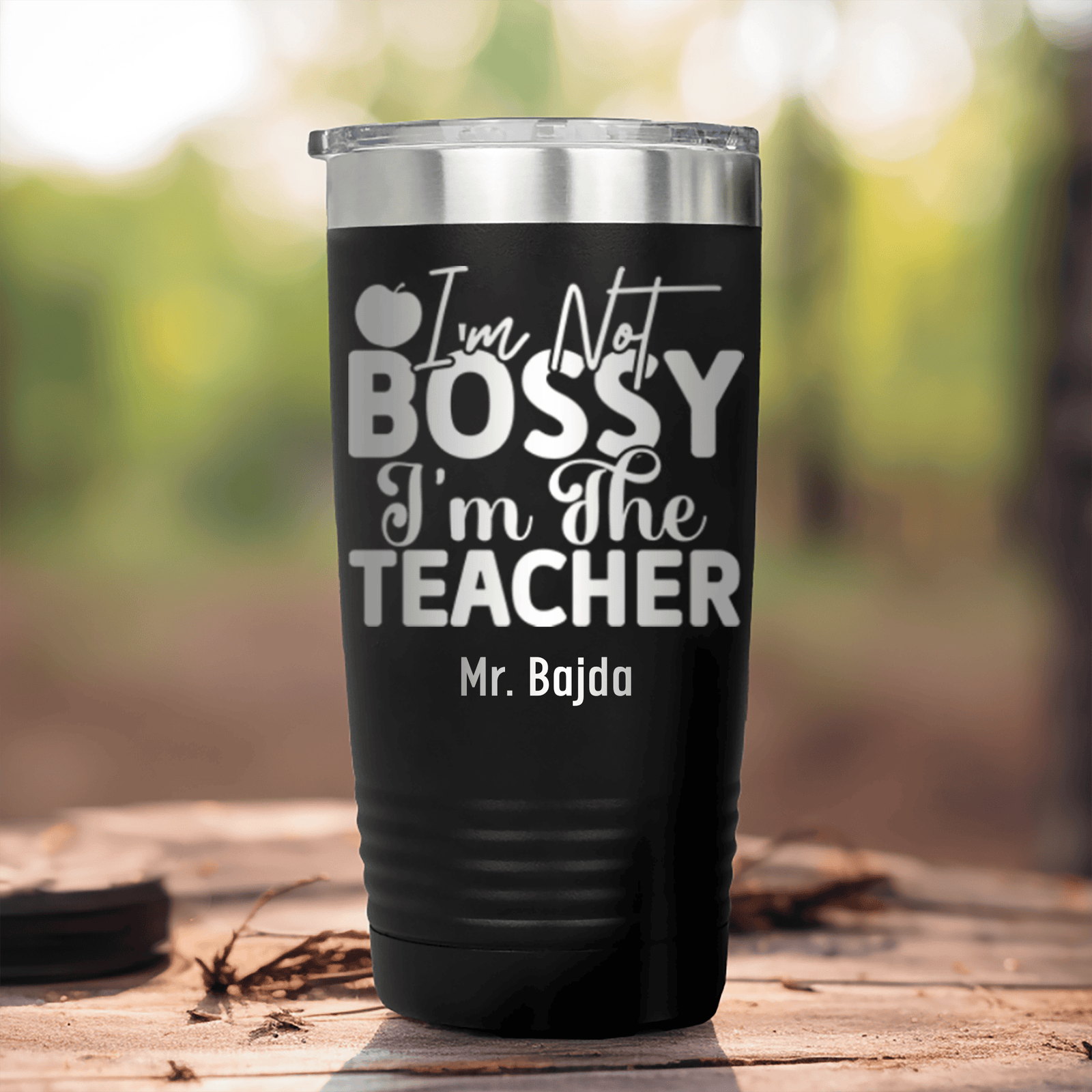Black Teacher Tumbler With Im Not Bossy Design