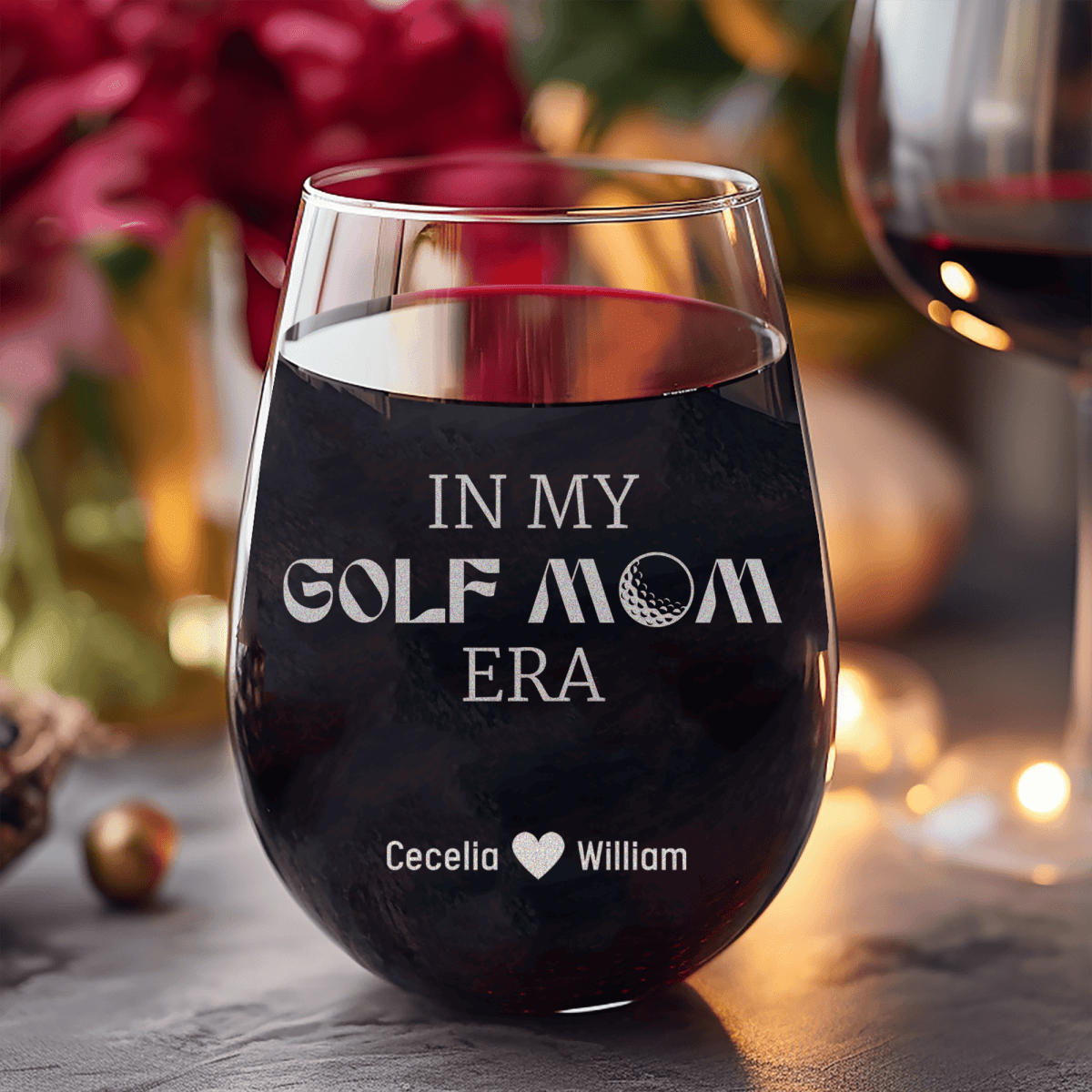 Personalized In My Golf Mom Era Stemless Wine Glass for her, Customized Gifts for Women by Groovy Girl Gifts